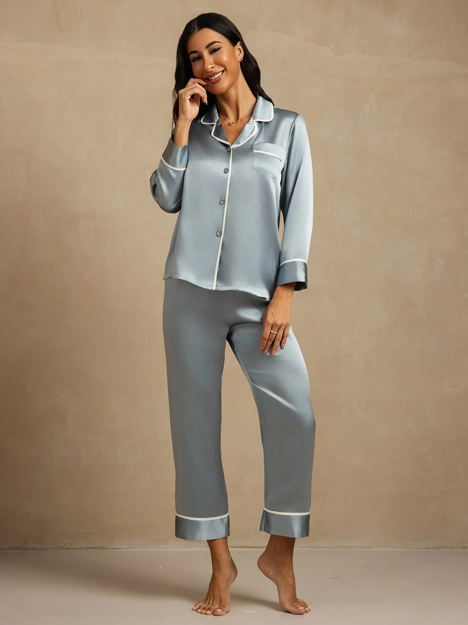 Conjunto de Pijama Clásico de Seda de Morera 100% - Image 15