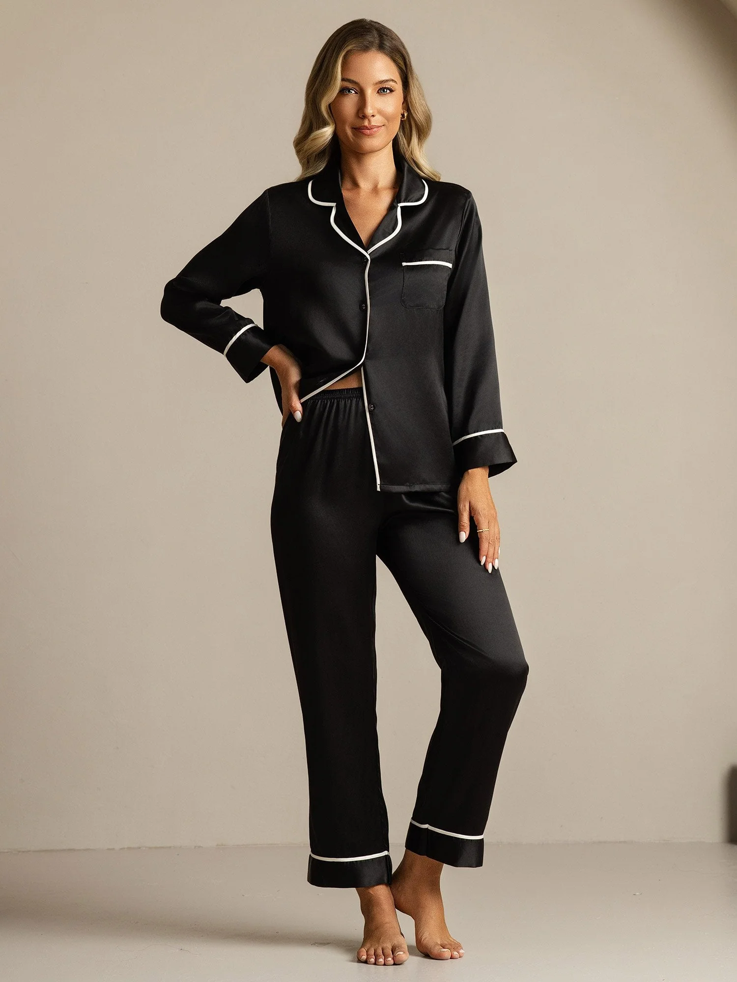 Conjunto de Pijama Clásico de Seda de Morera 100% - Image 32