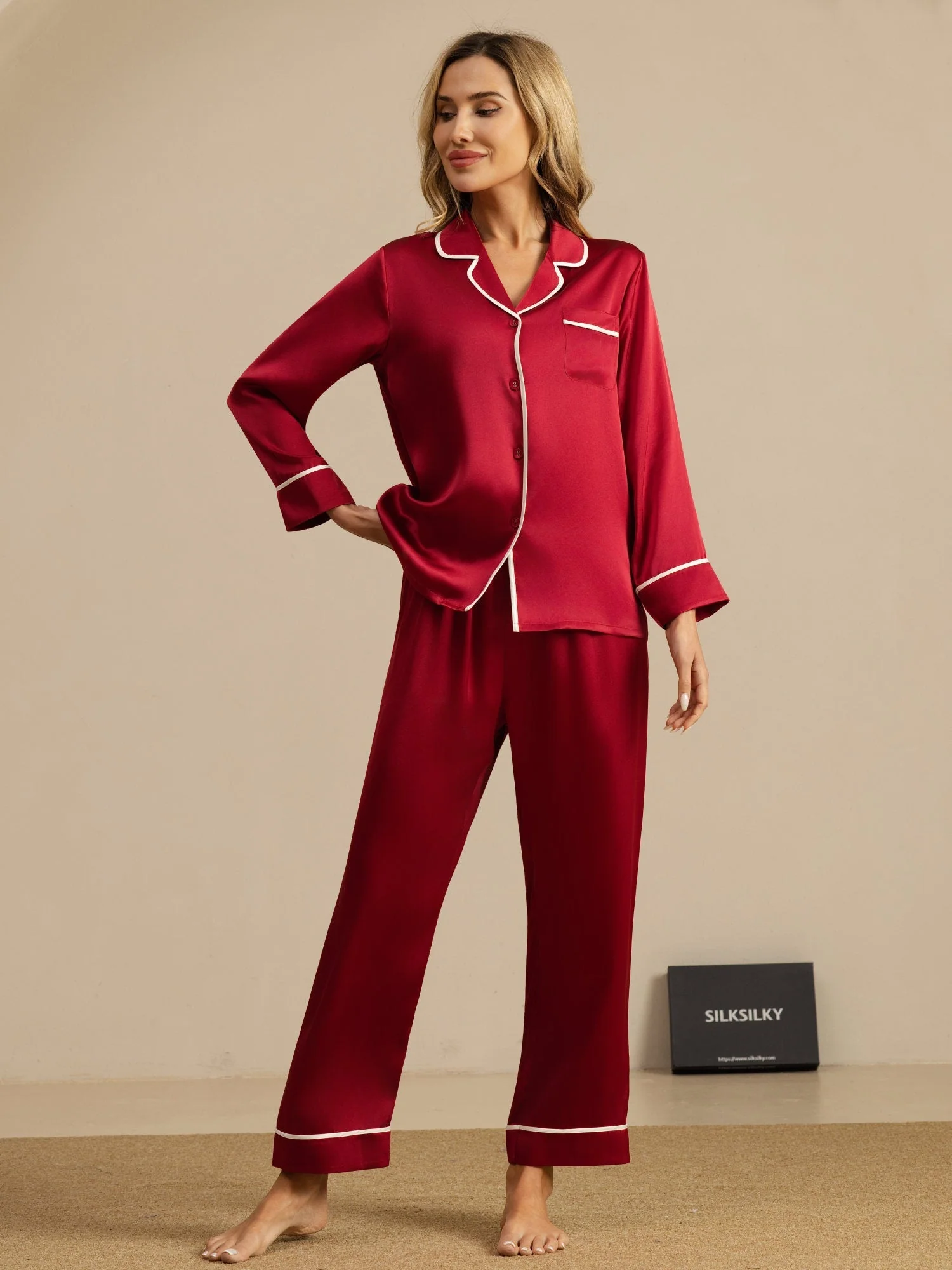 Conjunto de Pijama Clásico de Seda de Morera 100% - Image 42
