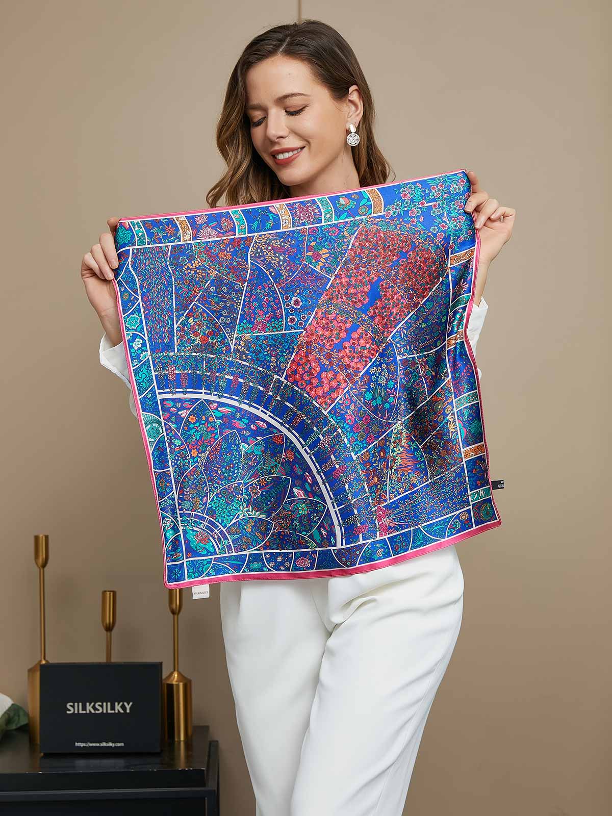 Pañuelo Estampado Floral 100% Seda Morera 53x53cm - Image 3