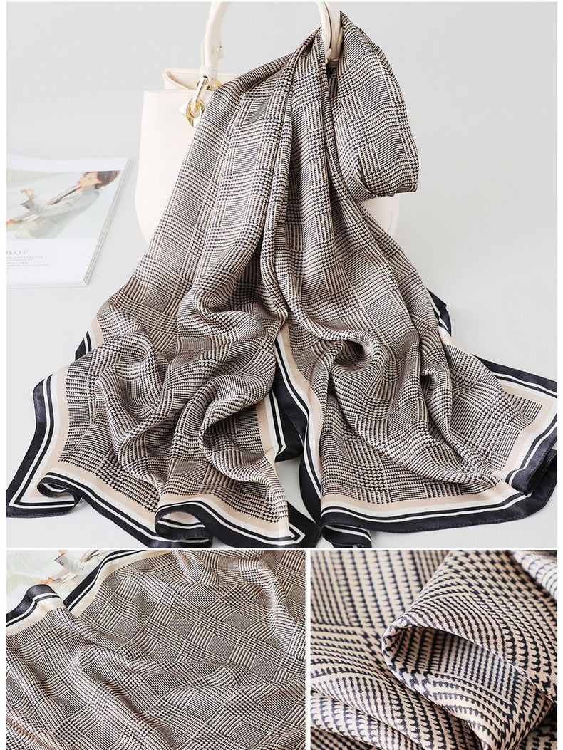 Pañuelo Rectangular Largo Estampado 100% Seda Morera 170x53cm - Image 6