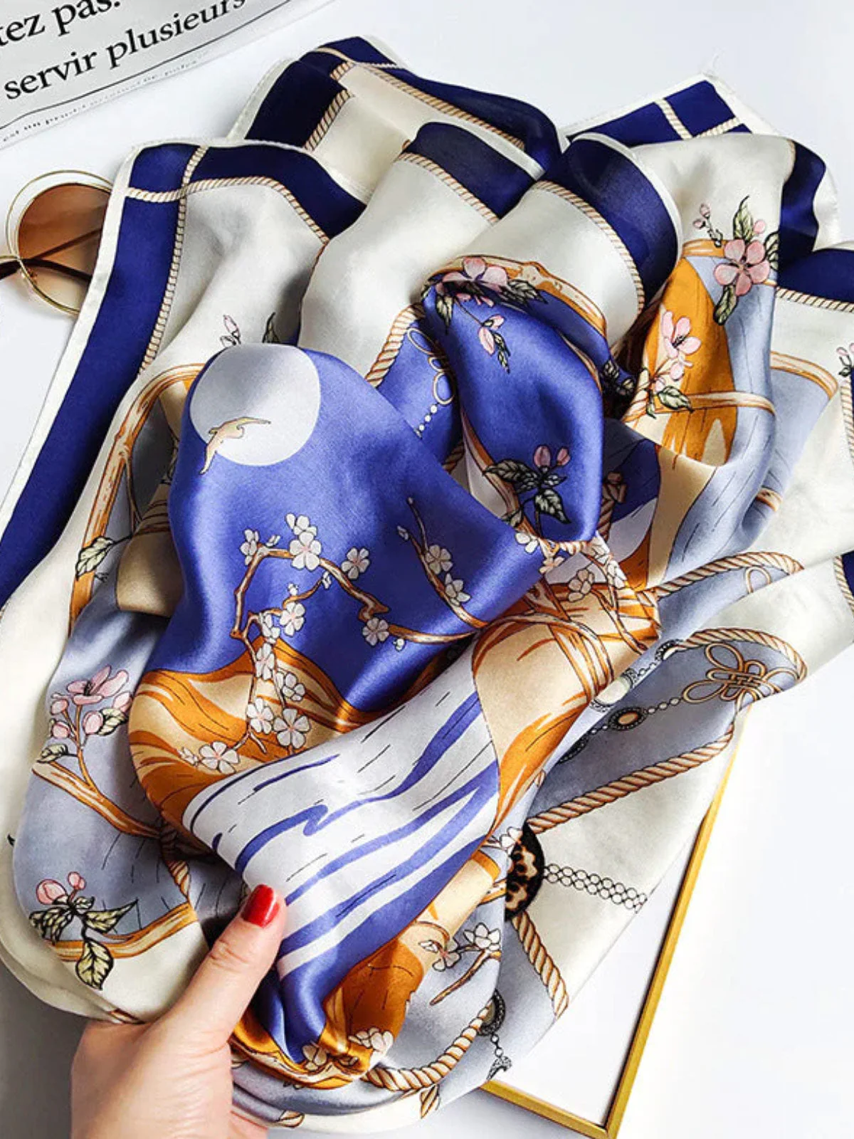 Pañuelo chal cuadrado estampado 100% seda de morera 88*88cm - Image 22