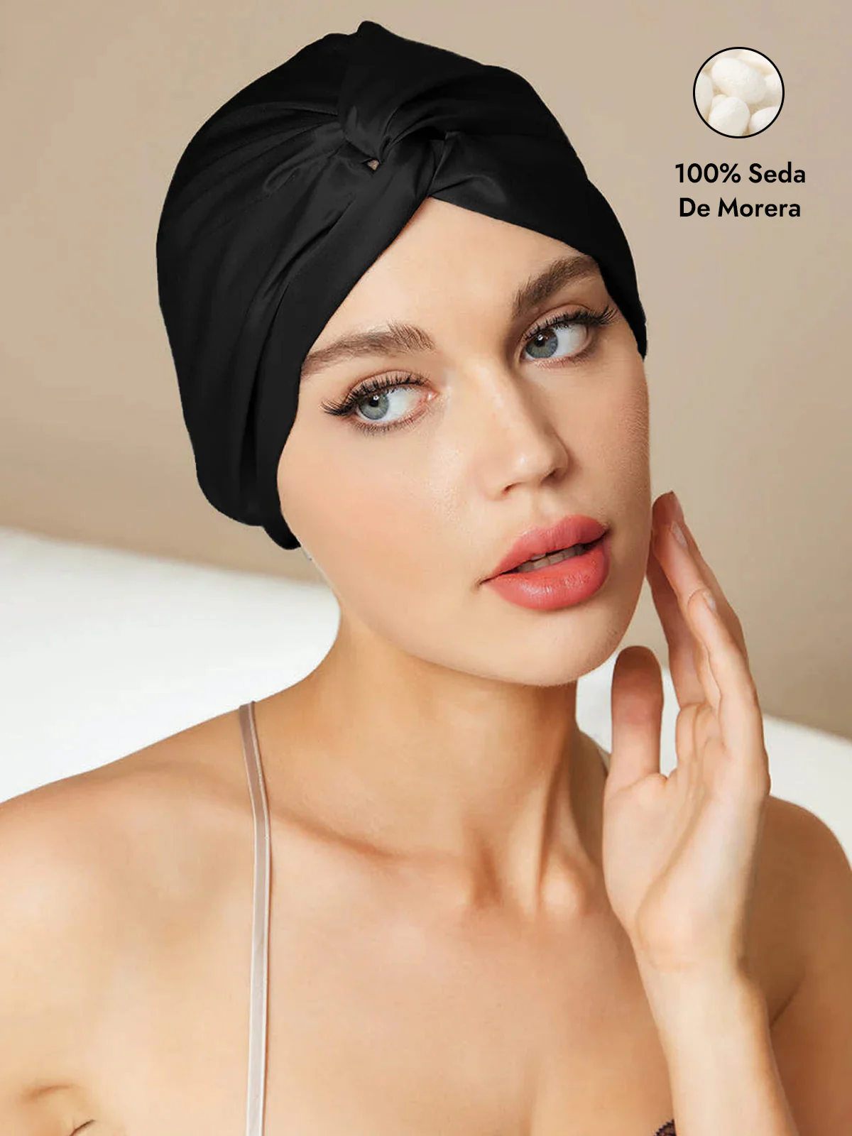 Gorro De Pura Seda Con Nudo Frontal - Image 17