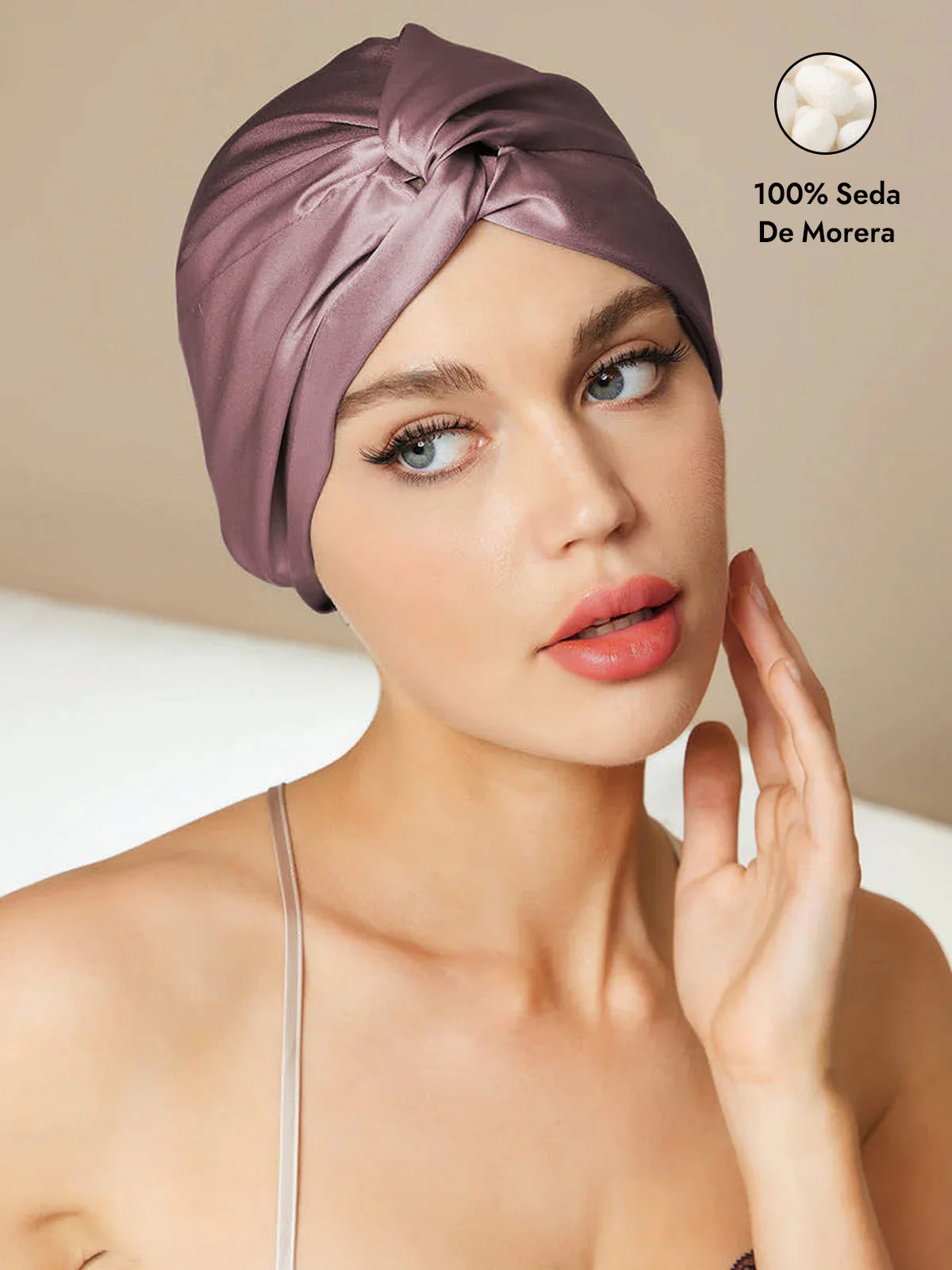 Gorro De Pura Seda Con Nudo Frontal - Image 9
