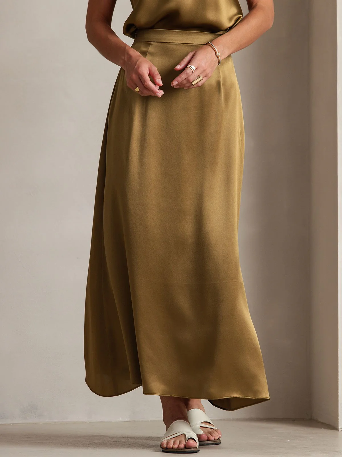 19Momme Falda Maxi Clásica De Seda - Image 36