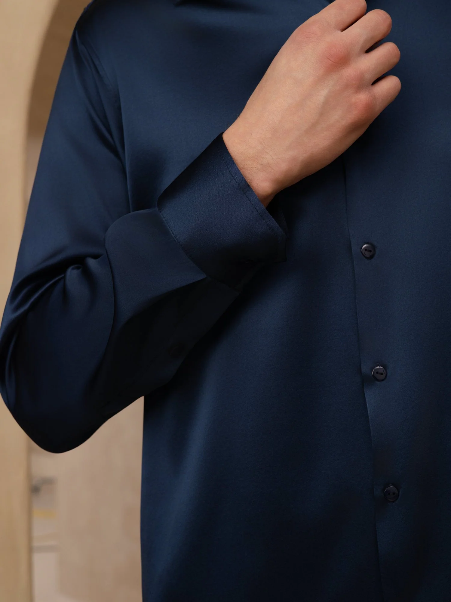 Camisa De Negocios Clásica Para Hombre De Manga Larga Con Cuello De Solapa En Seda 19Momme - Image 14