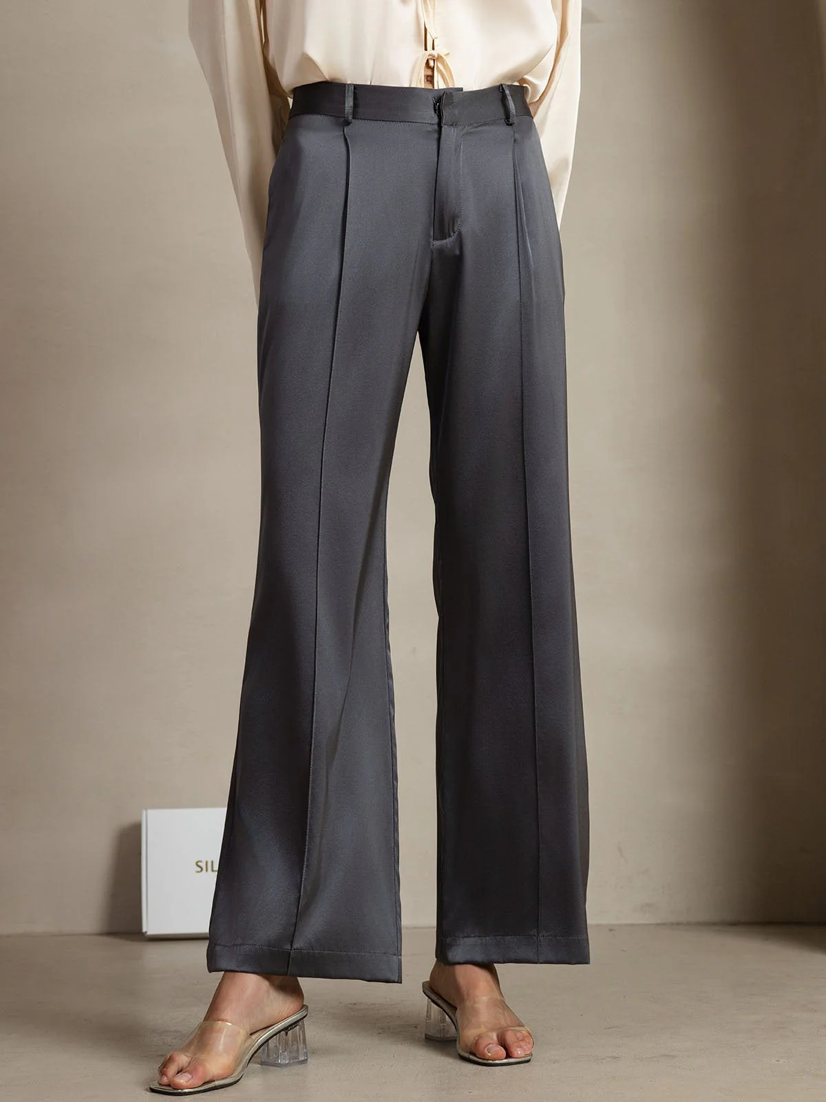 19Momme Seda Pantalones De Mujer Rectos Con Diseño De Bolsillos Laterales - Image 5