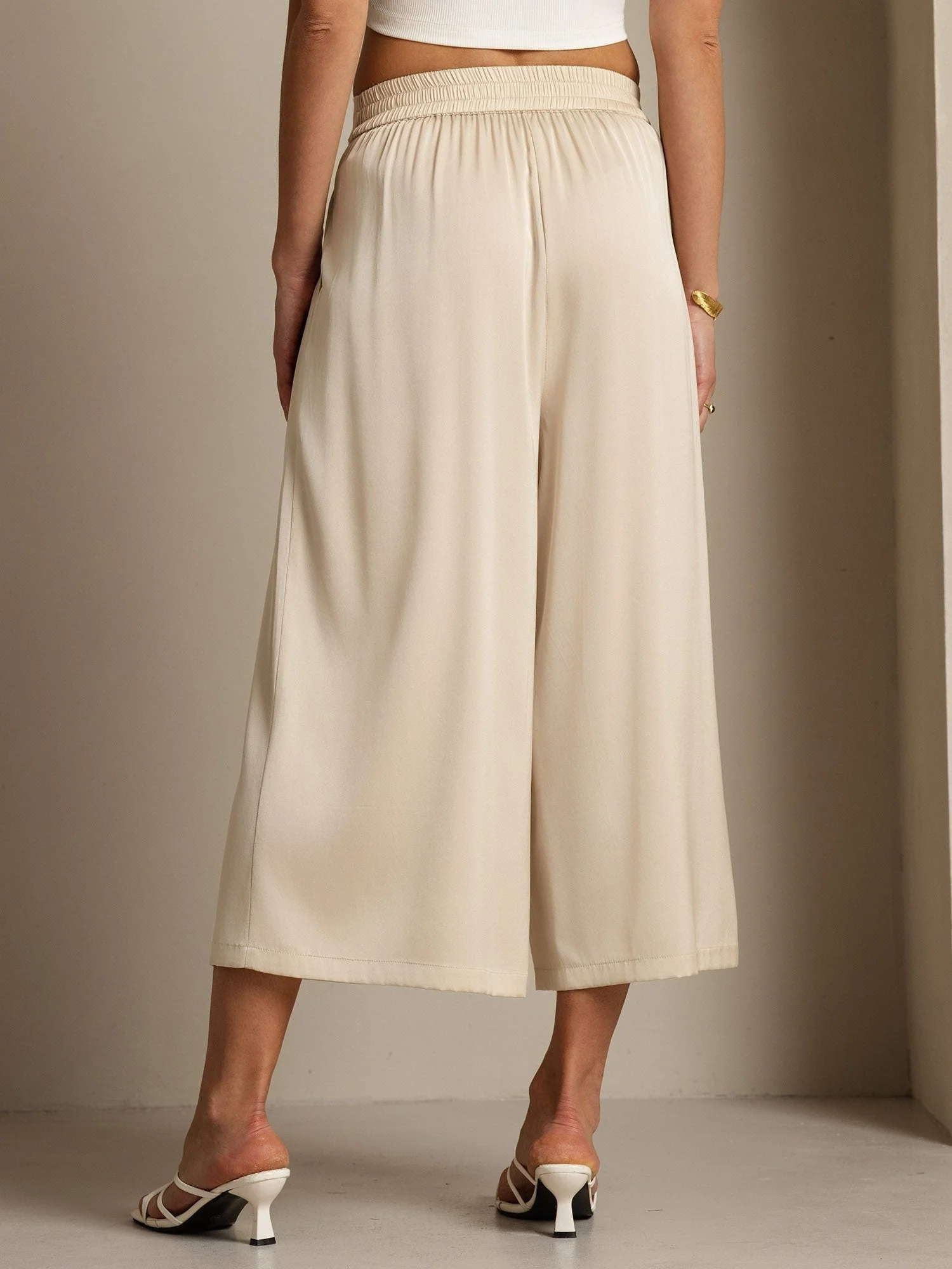 Pantalón Capri Mujer Seda 19Momme Cintura Alta Plisado Pierna Ancha - Image 13