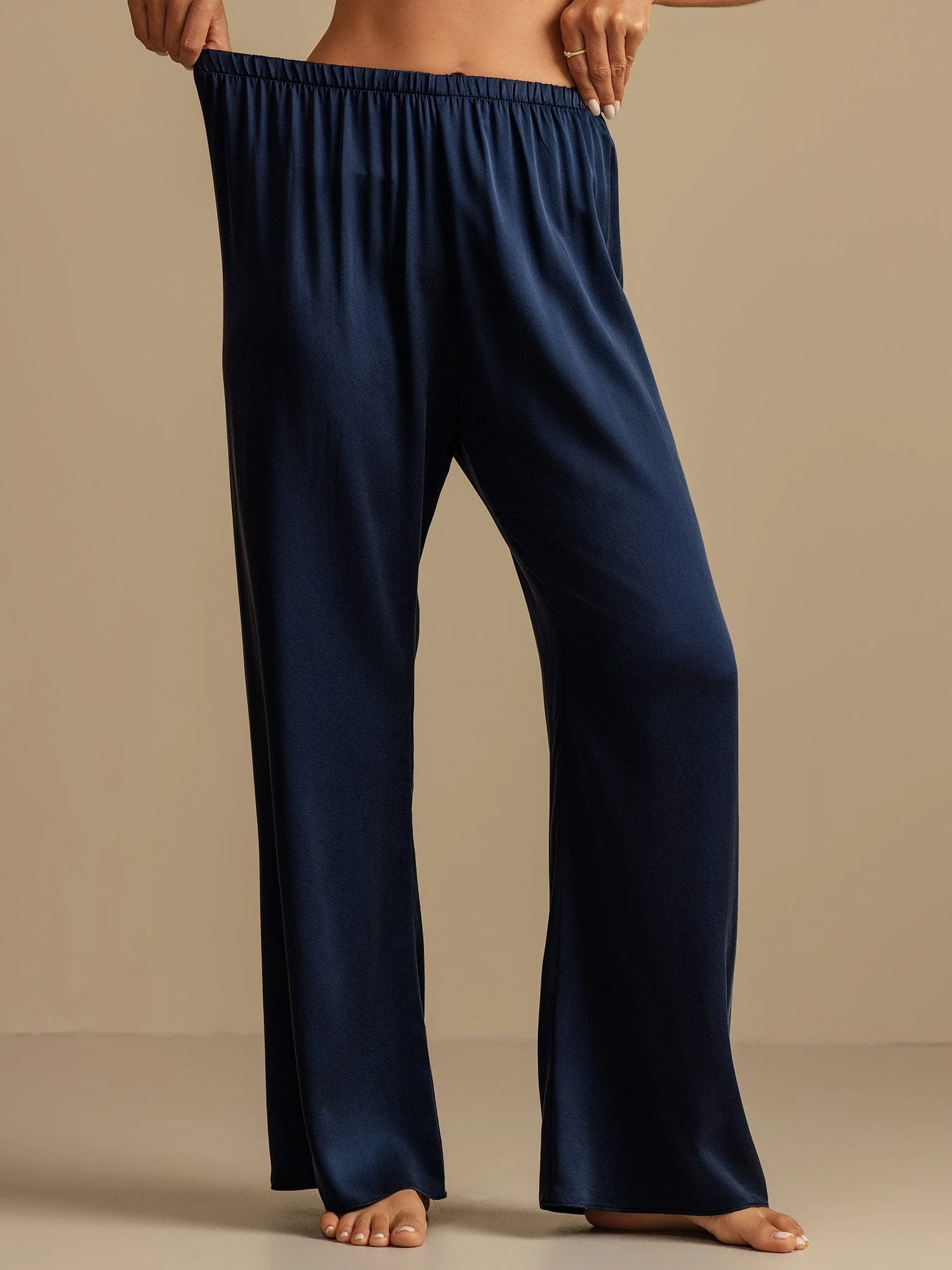 Pantalones de Dormir para Mujer de Pierna Ancha de Seda Lavable 19Momme con Cintura Elástica - Image 12