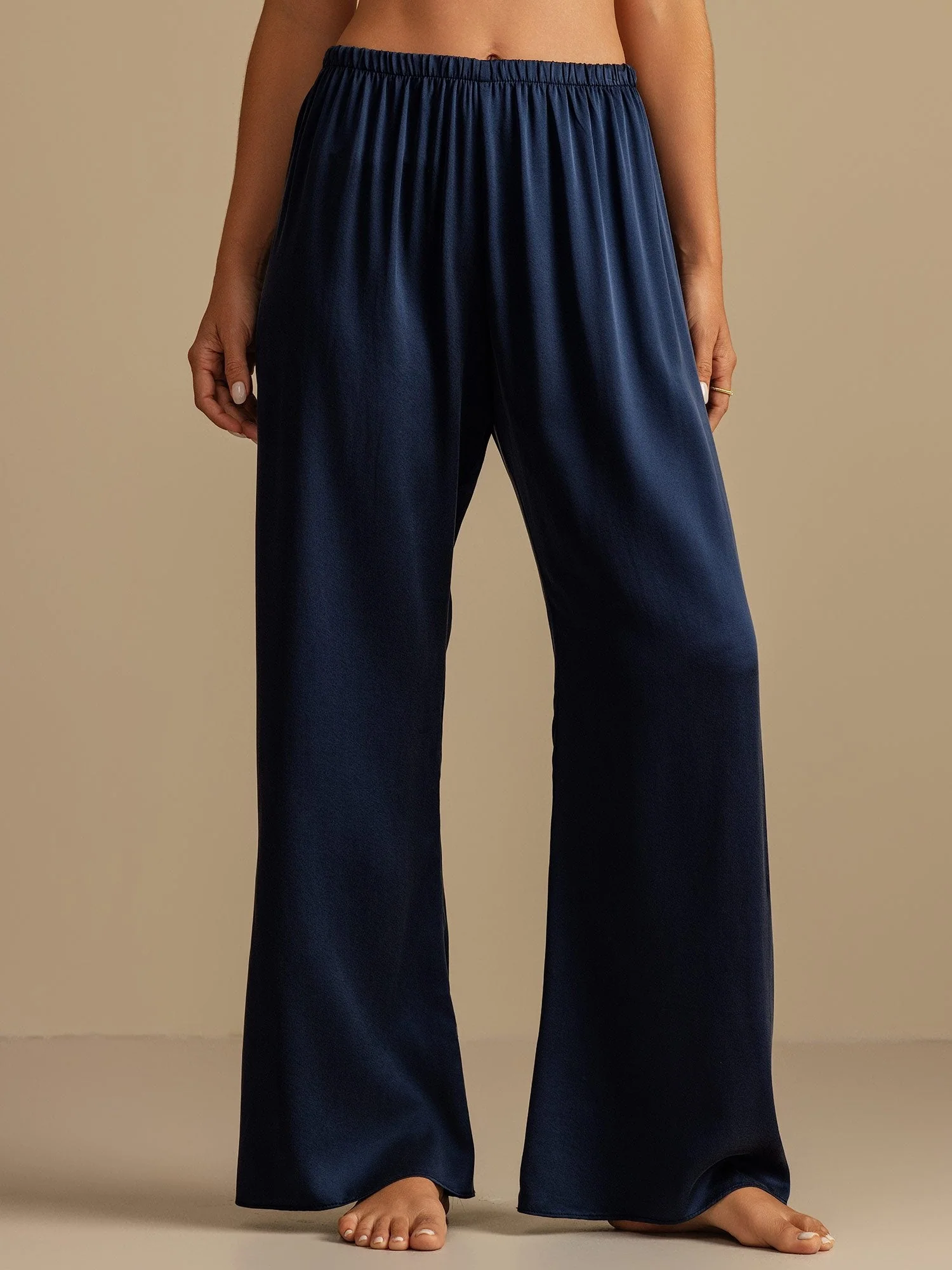 Pantalones de Dormir para Mujer de Pierna Ancha de Seda Lavable 19Momme con Cintura Elástica - Image 13