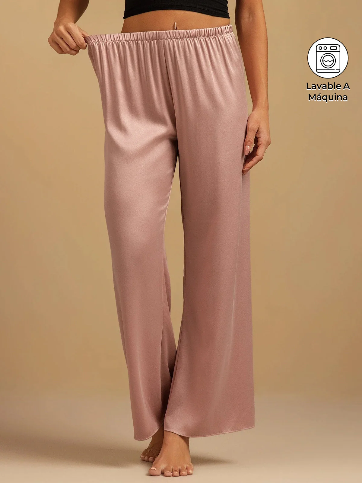 Pantalones de Dormir para Mujer de Pierna Ancha de Seda Lavable 19Momme con Cintura Elástica - Image 16