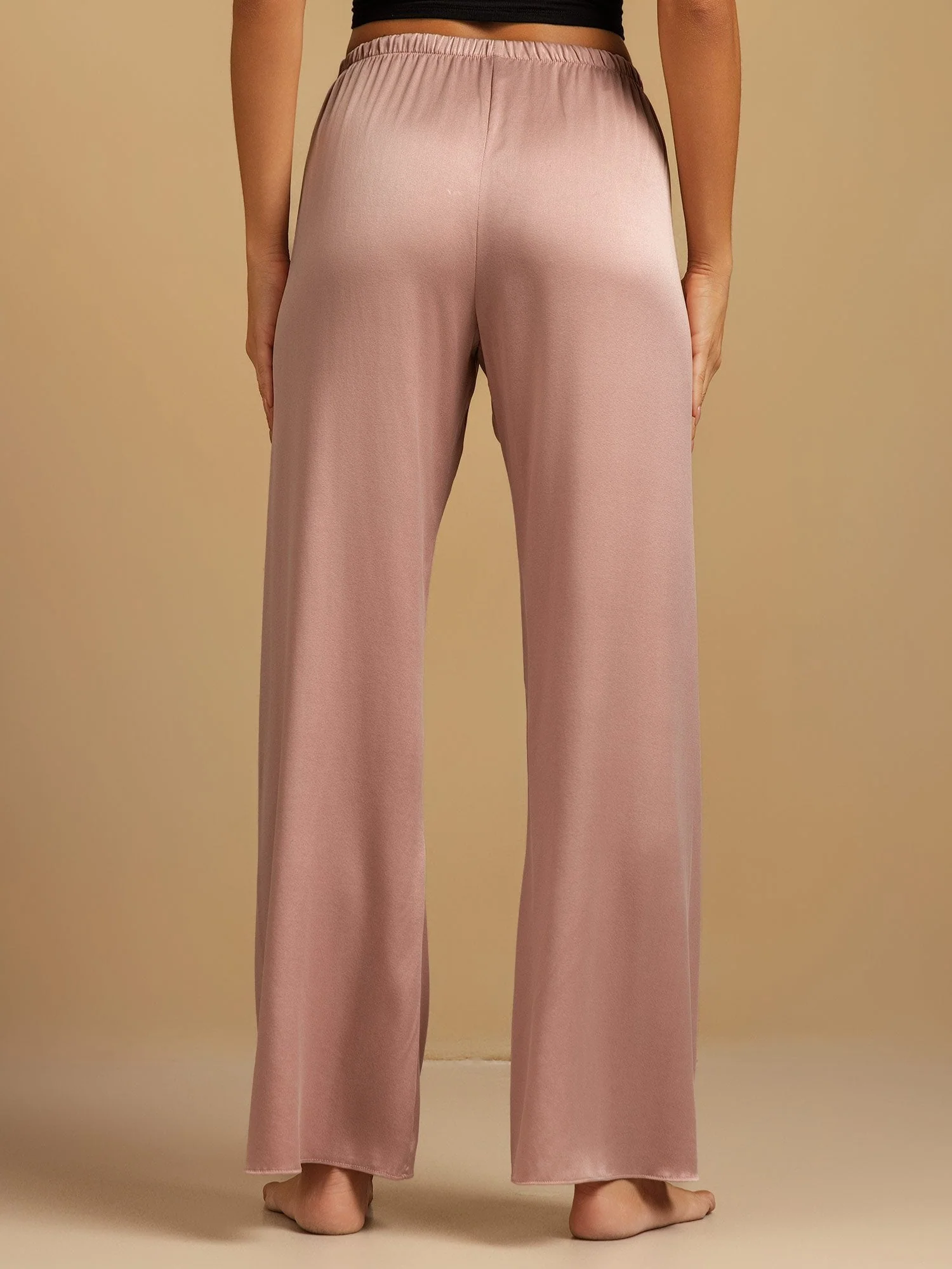 Pantalones de Dormir para Mujer de Pierna Ancha de Seda Lavable 19Momme con Cintura Elástica - Image 17