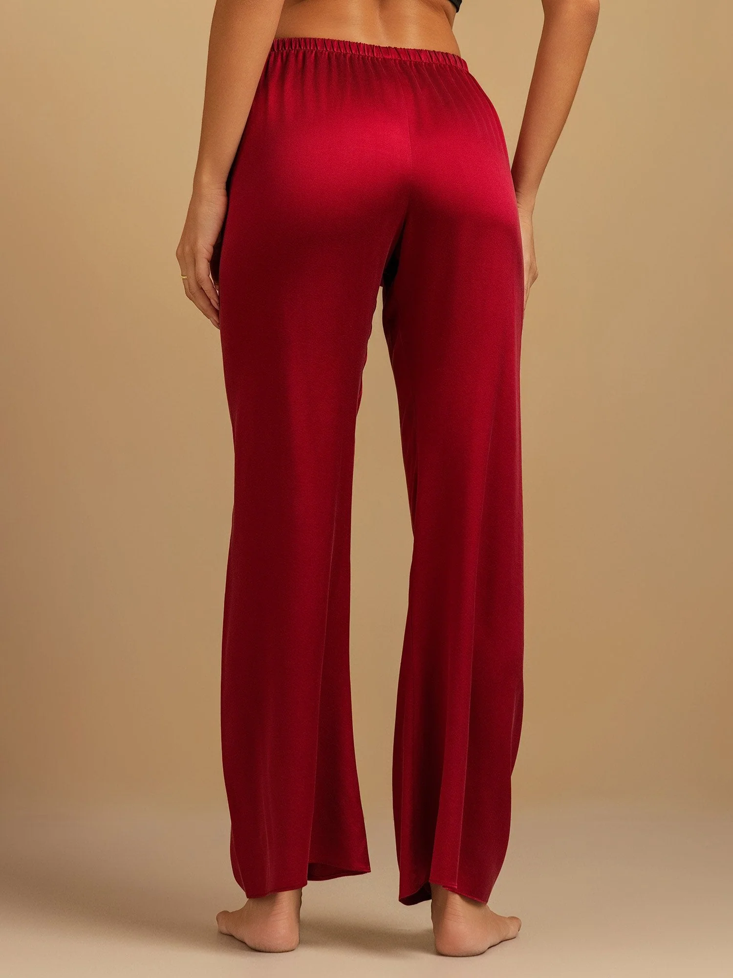 Pantalones de Dormir para Mujer de Pierna Ancha de Seda Lavable 19Momme con Cintura Elástica - Image 24