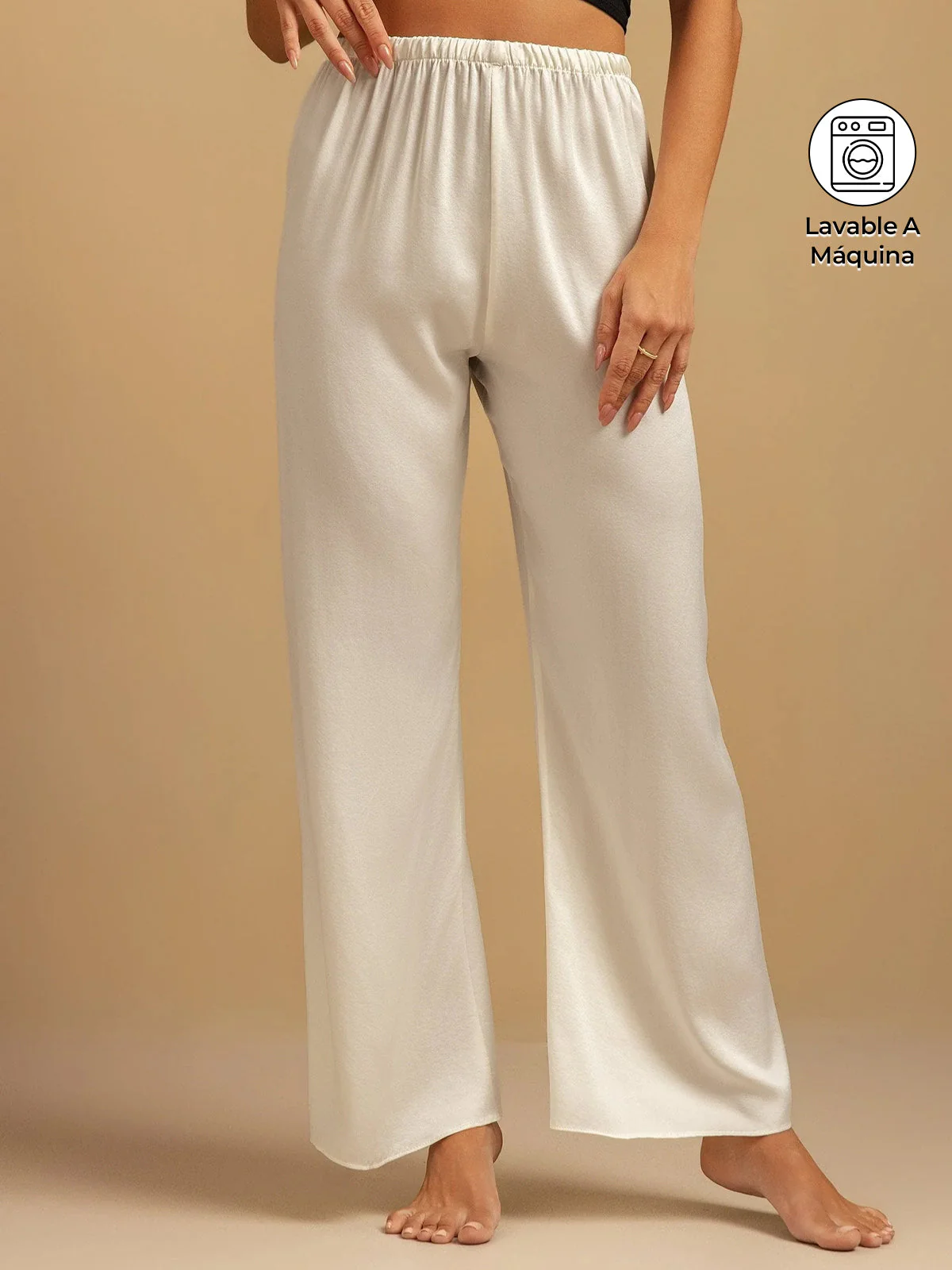 Pantalones de Dormir para Mujer de Pierna Ancha de Seda Lavable 19Momme con Cintura Elástica - Image 32
