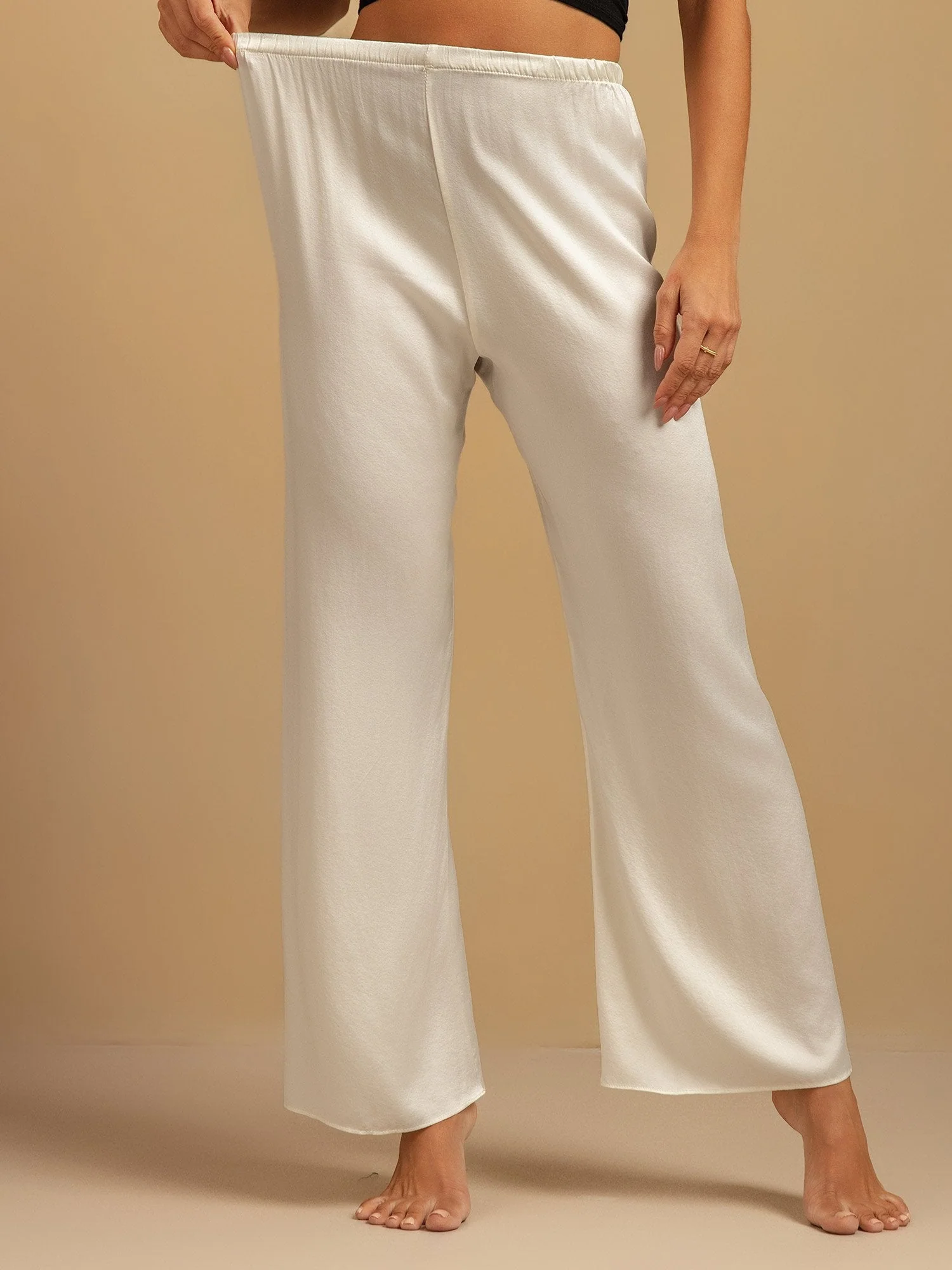 Pantalones de Dormir para Mujer de Pierna Ancha de Seda Lavable 19Momme con Cintura Elástica - Image 34