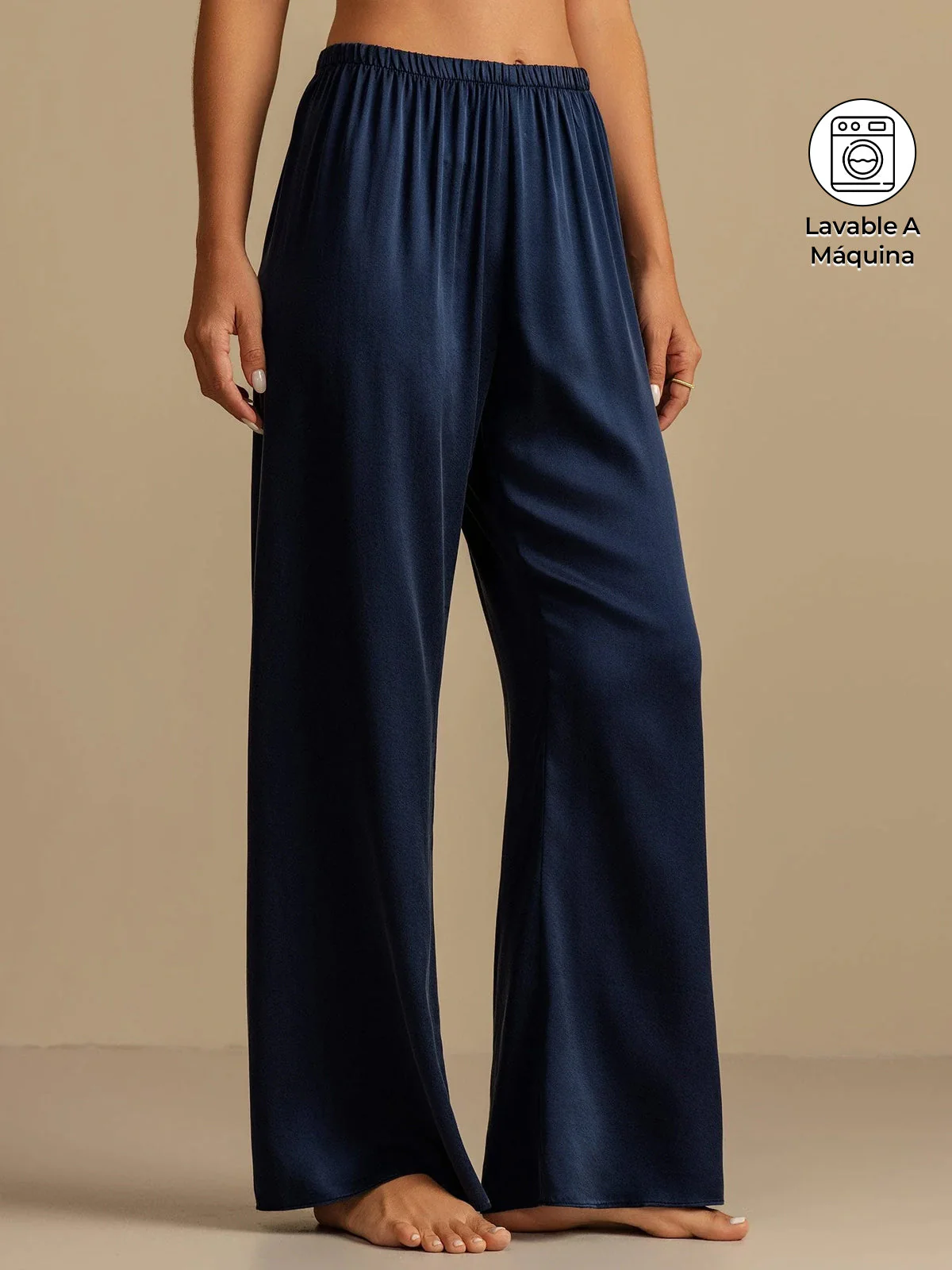 Pantalones de Dormir para Mujer de Pierna Ancha de Seda Lavable 19Momme con Cintura Elástica - Image 8