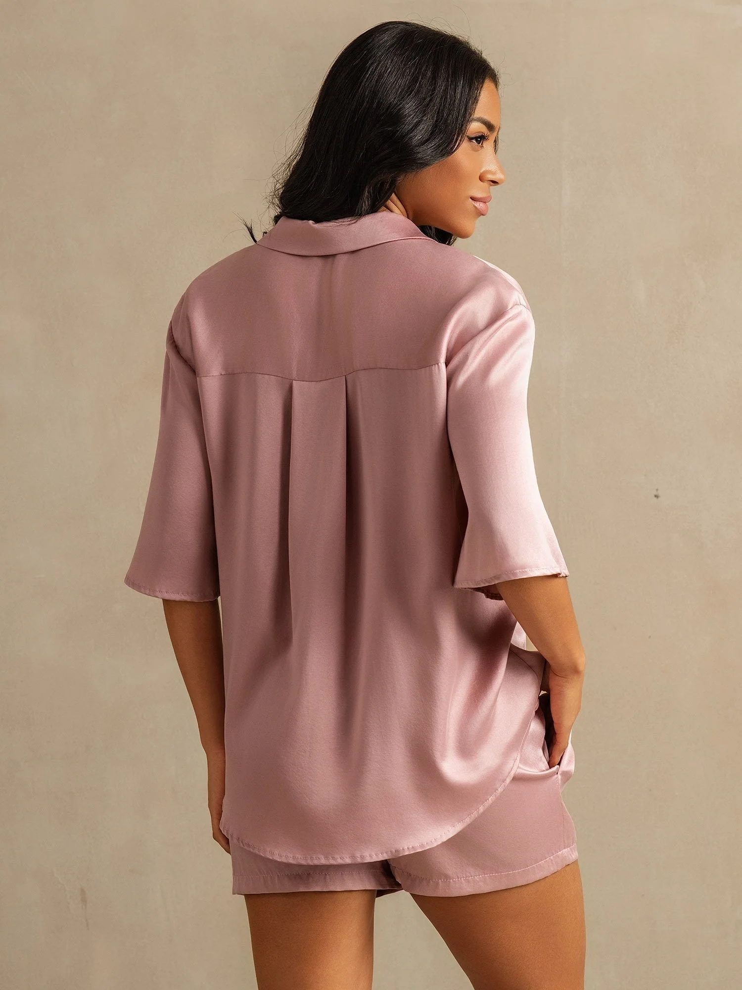 Conjunto de Pijama de Seda Lavable para Mujer 19Momme con Cuello de Solapa y Bolsillos Laterales - Image 14
