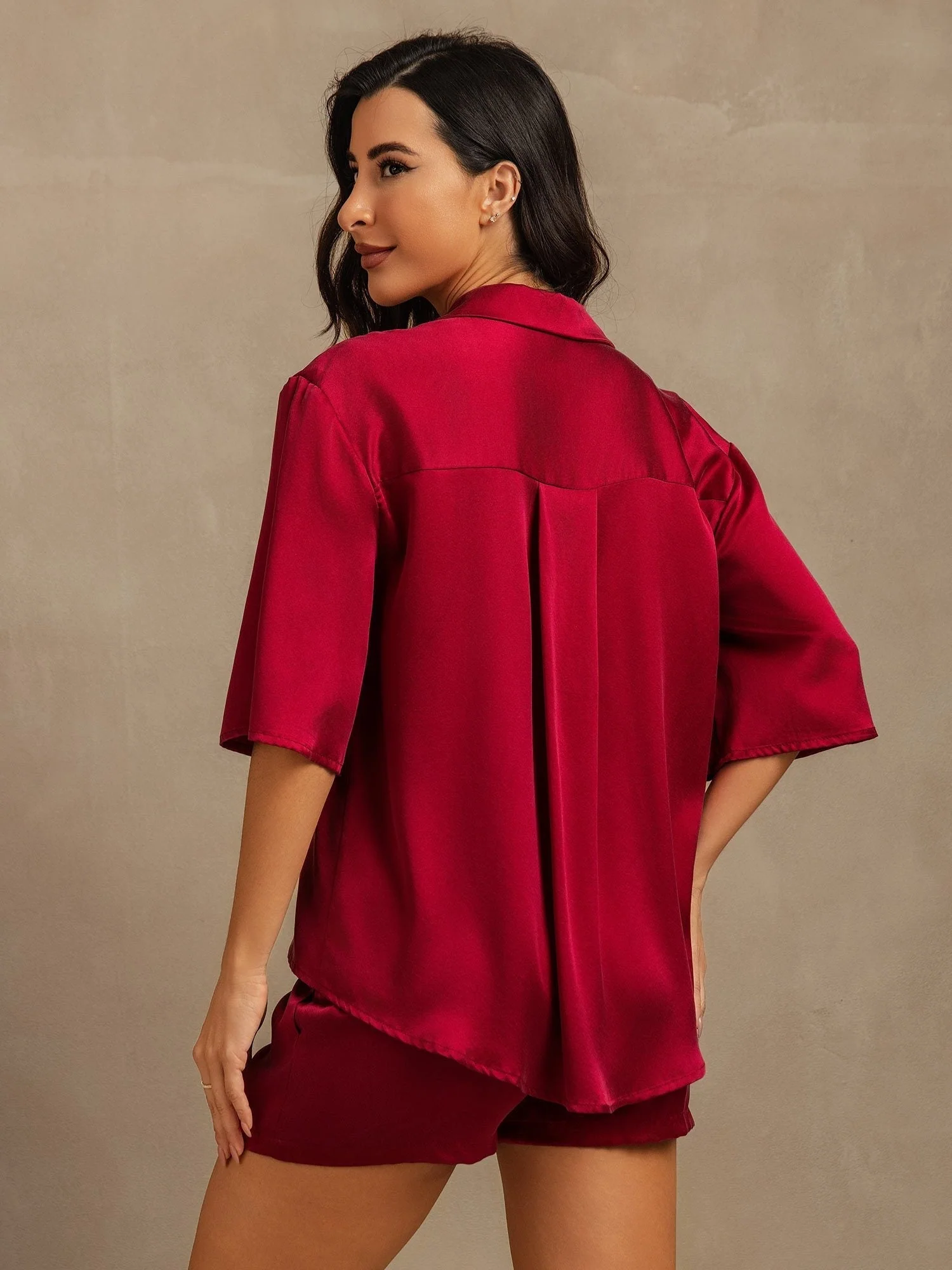 Conjunto de Pijama de Seda Lavable para Mujer 19Momme con Cuello de Solapa y Bolsillos Laterales - Image 17