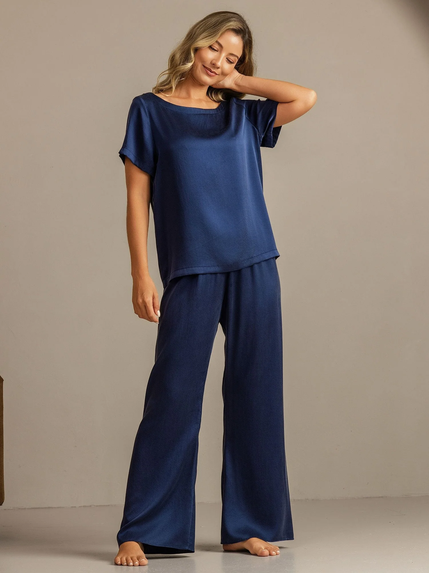 19 Momme Conjunto de Pijama de Seda Lavable de Manga Corta para Mujer - Image 14