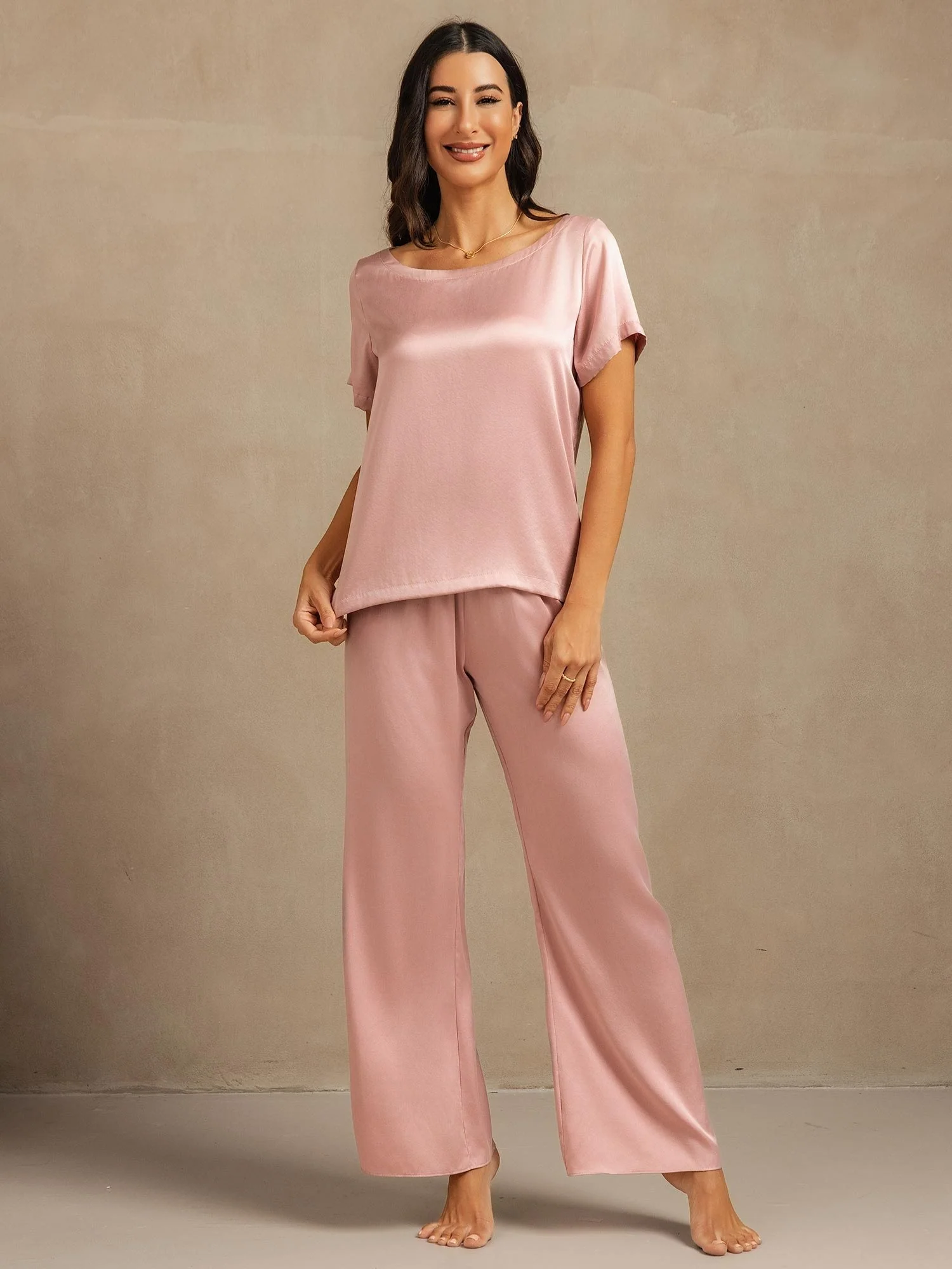 19 Momme Conjunto de Pijama de Seda Lavable de Manga Corta para Mujer - Image 22