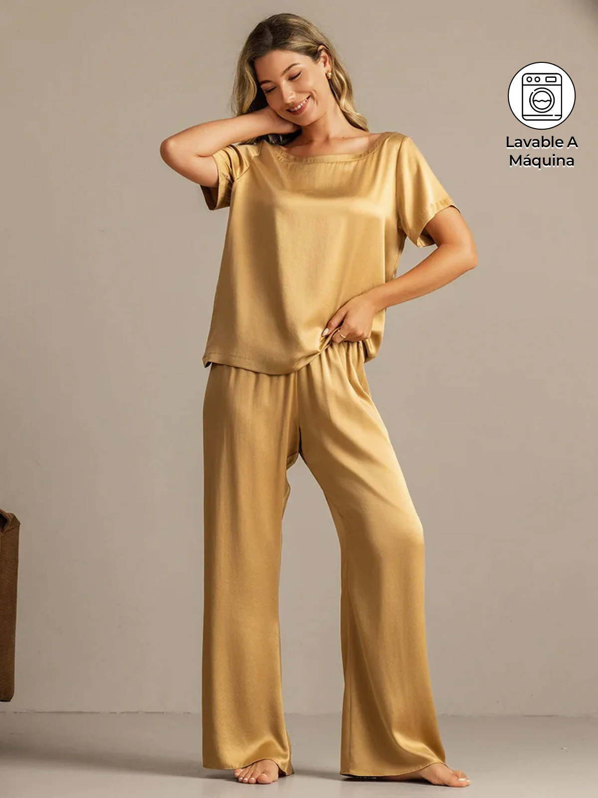 19 Momme Conjunto de Pijama de Seda Lavable de Manga Corta para Mujer - Image 23