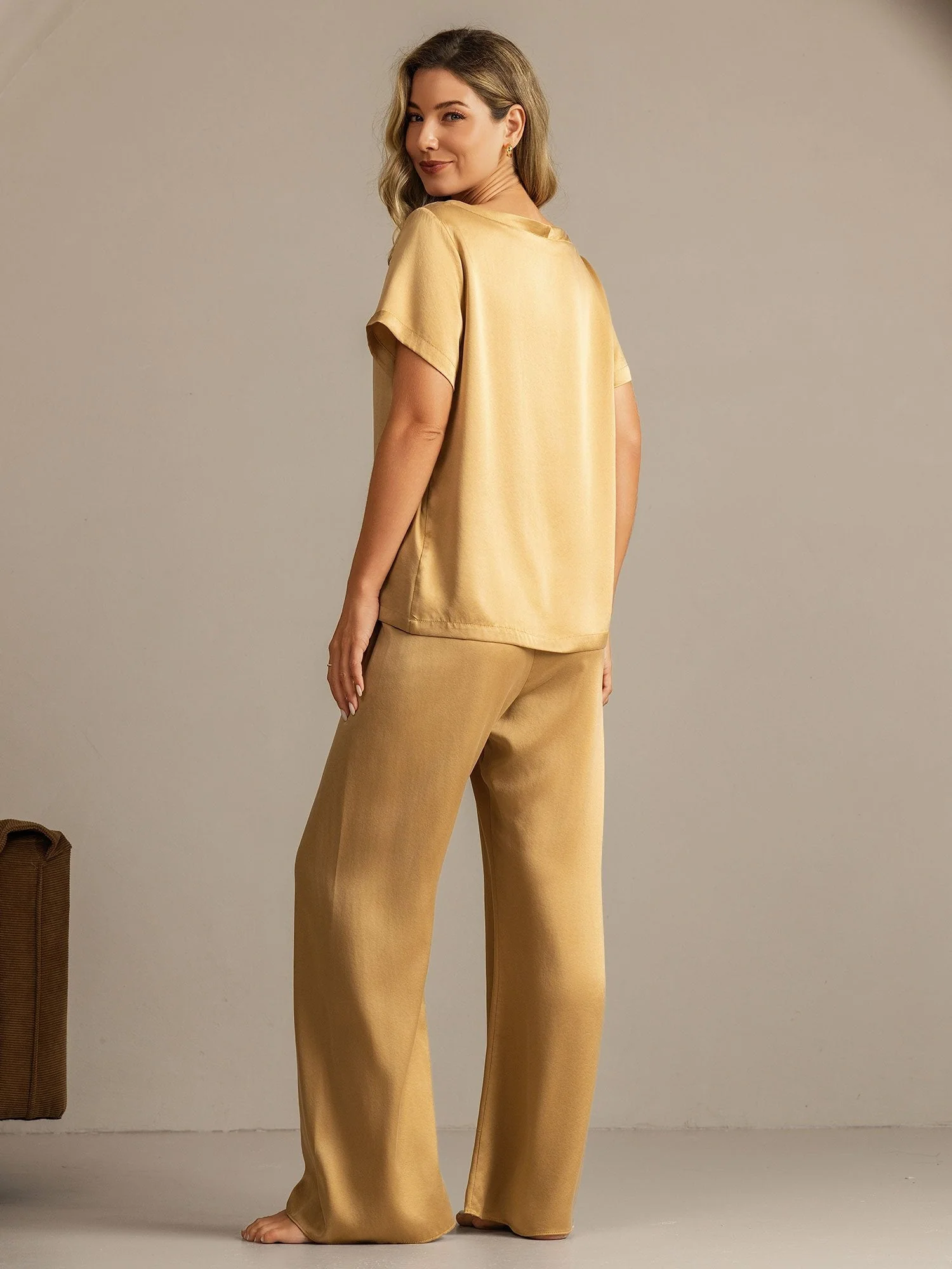 19 Momme Conjunto de Pijama de Seda Lavable de Manga Corta para Mujer - Image 24