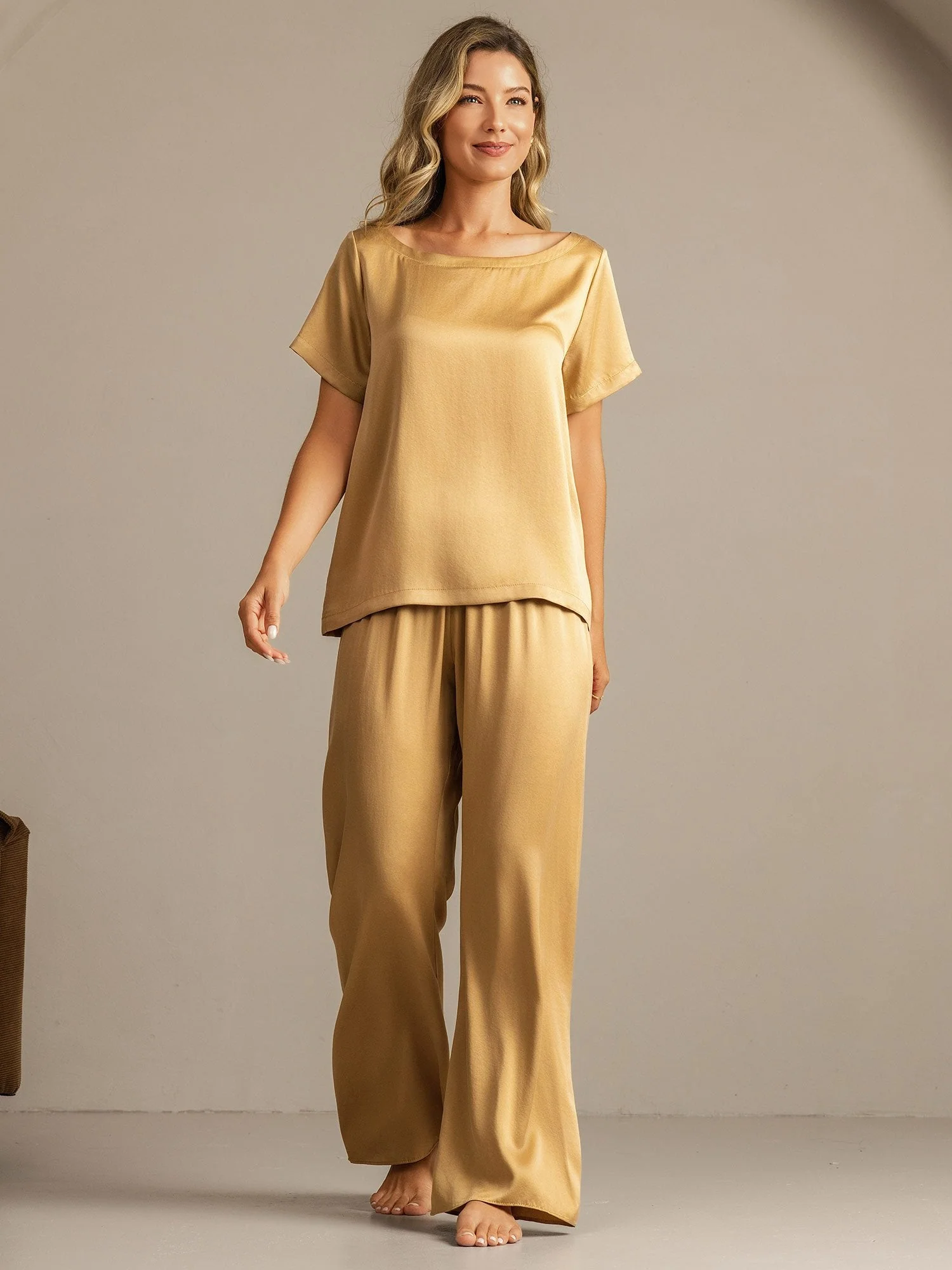 19 Momme Conjunto de Pijama de Seda Lavable de Manga Corta para Mujer - Image 29