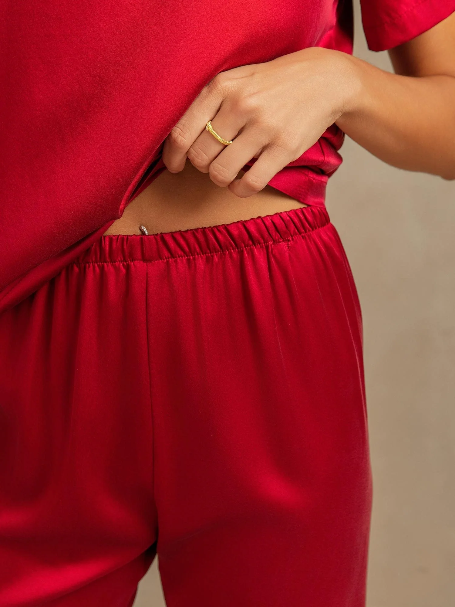 19 Momme Conjunto de Pijama de Seda Lavable de Manga Corta para Mujer - Image 5