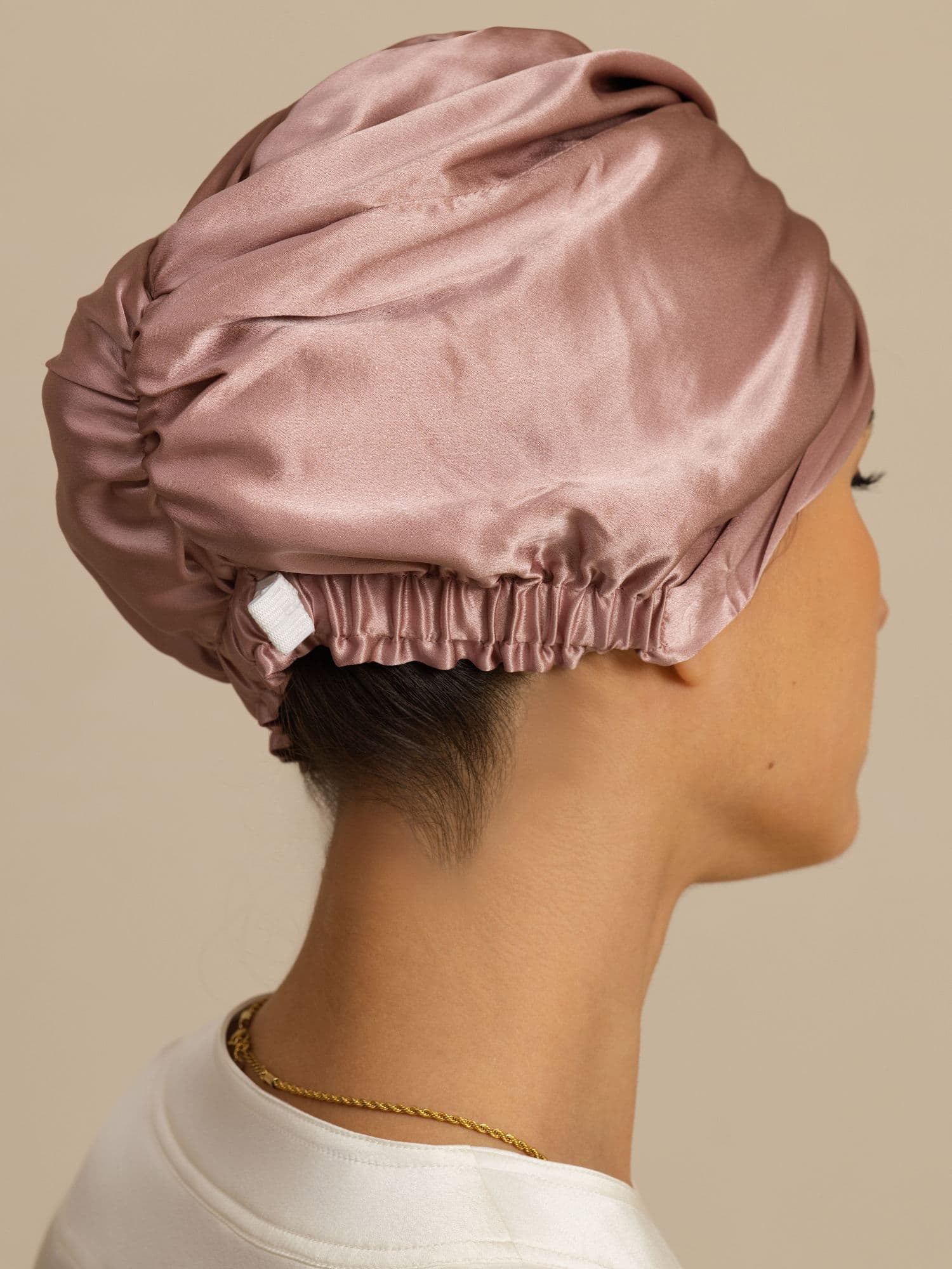 Gorro para el cabello de seda pura de 22Momme con nudo frontal y botón ajustable - Image 7