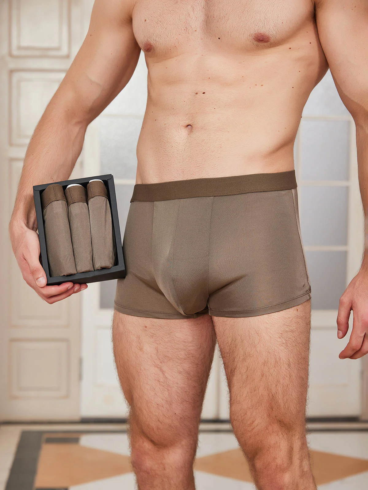 3 Piezas De Ropa Interior Tipo Bóxer De Seda Pura Para Hombre - Image 22