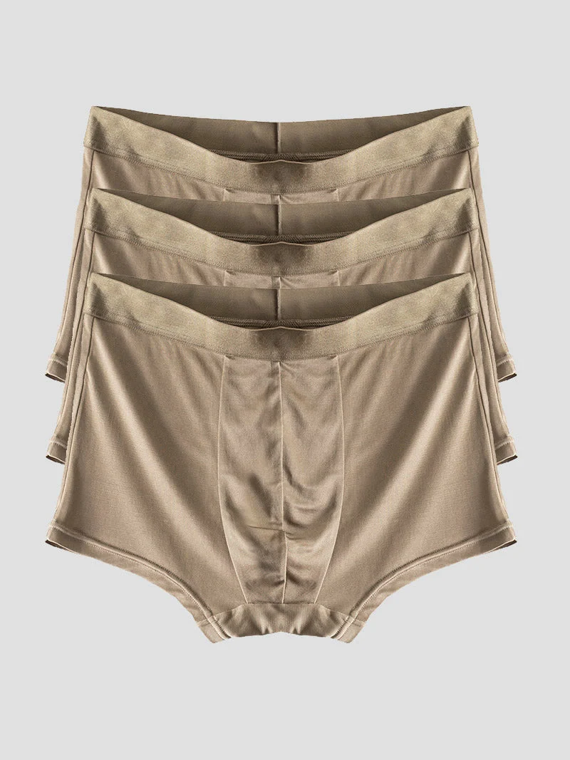 3 Piezas De Ropa Interior Tipo Bóxer De Seda Pura Para Hombre - Image 27