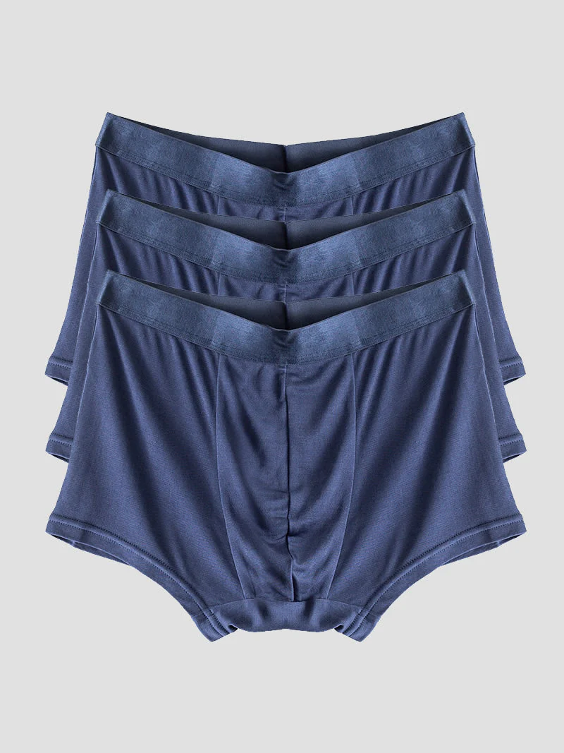 3 Piezas De Ropa Interior Tipo Bóxer De Seda Pura Para Hombre - Image 5