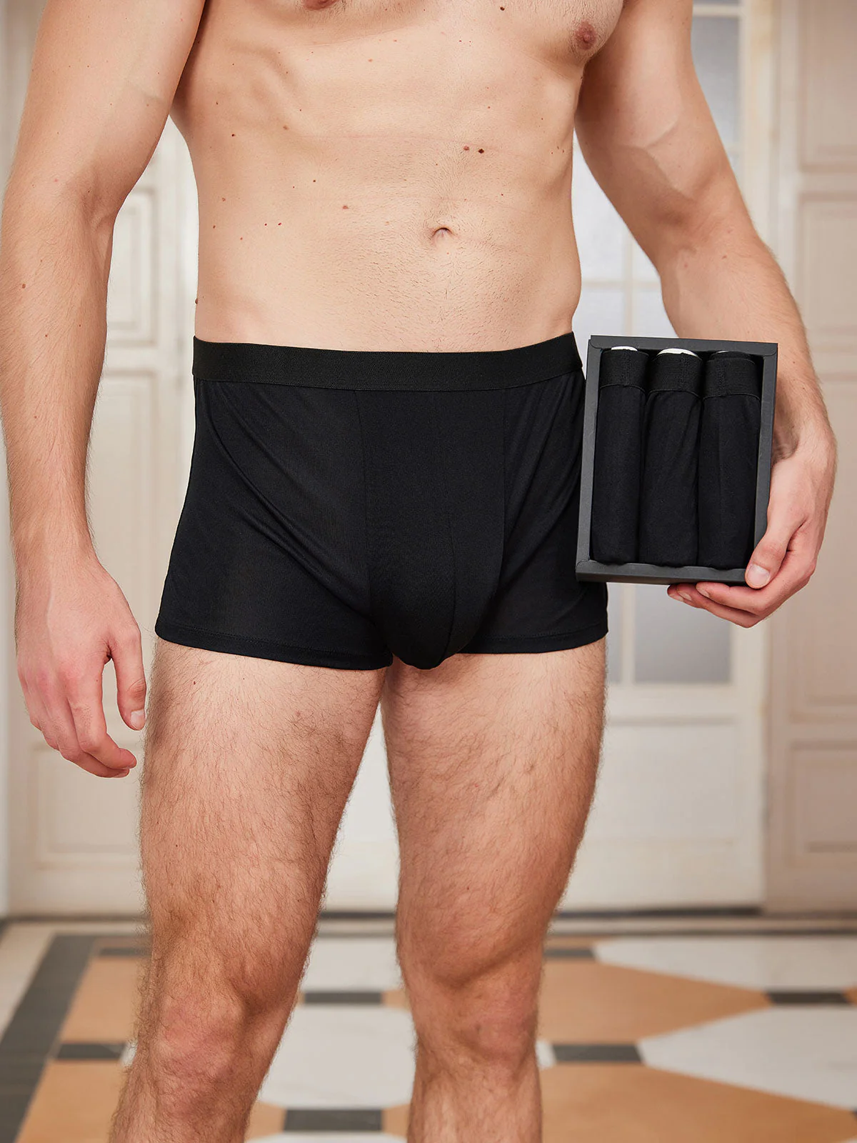 3 Piezas De Ropa Interior Tipo Bóxer De Seda Pura Para Hombre - Image 6