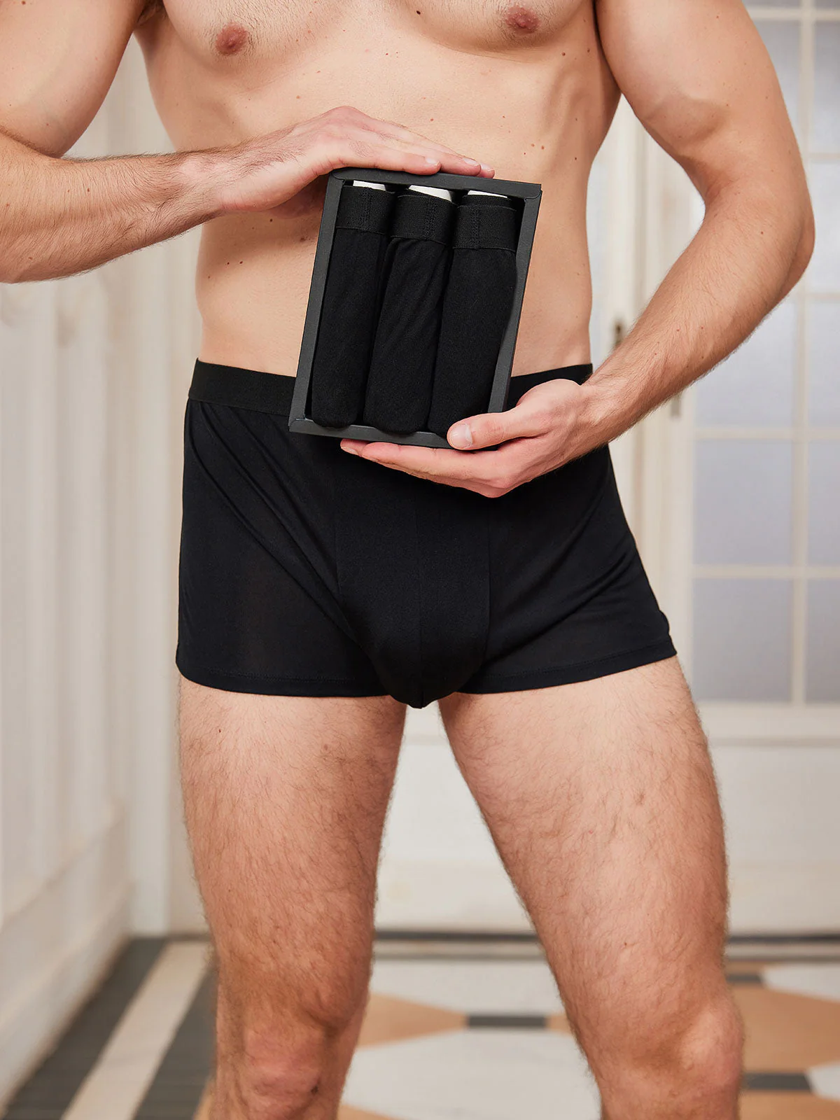 3 Piezas De Ropa Interior Tipo Bóxer De Seda Pura Para Hombre - Image 8