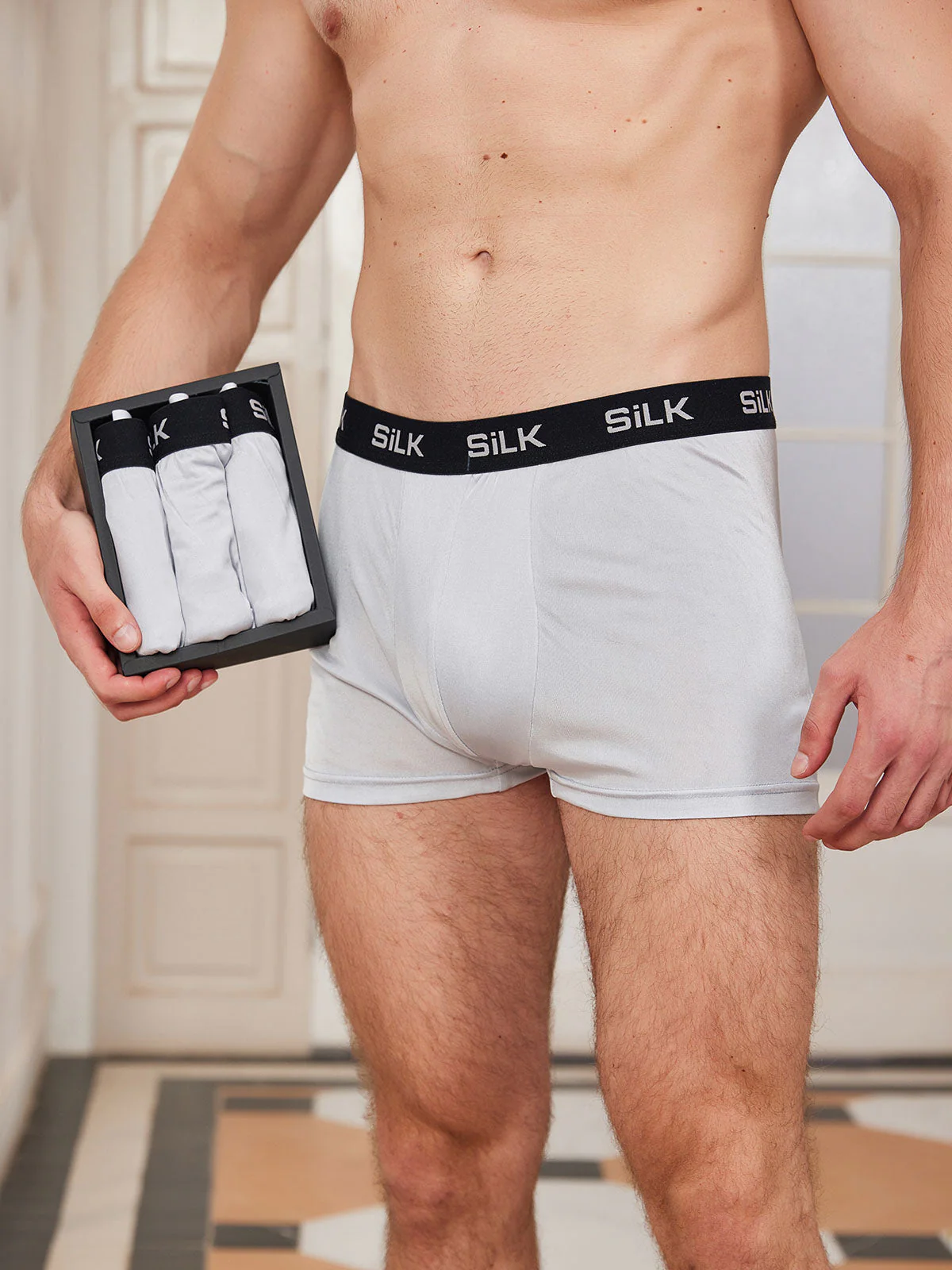 3 Piezas De Ropa Interior Tipo Bóxer De Seda Pura Ultrasuave Y Cómoda Para Hombre - Image 12