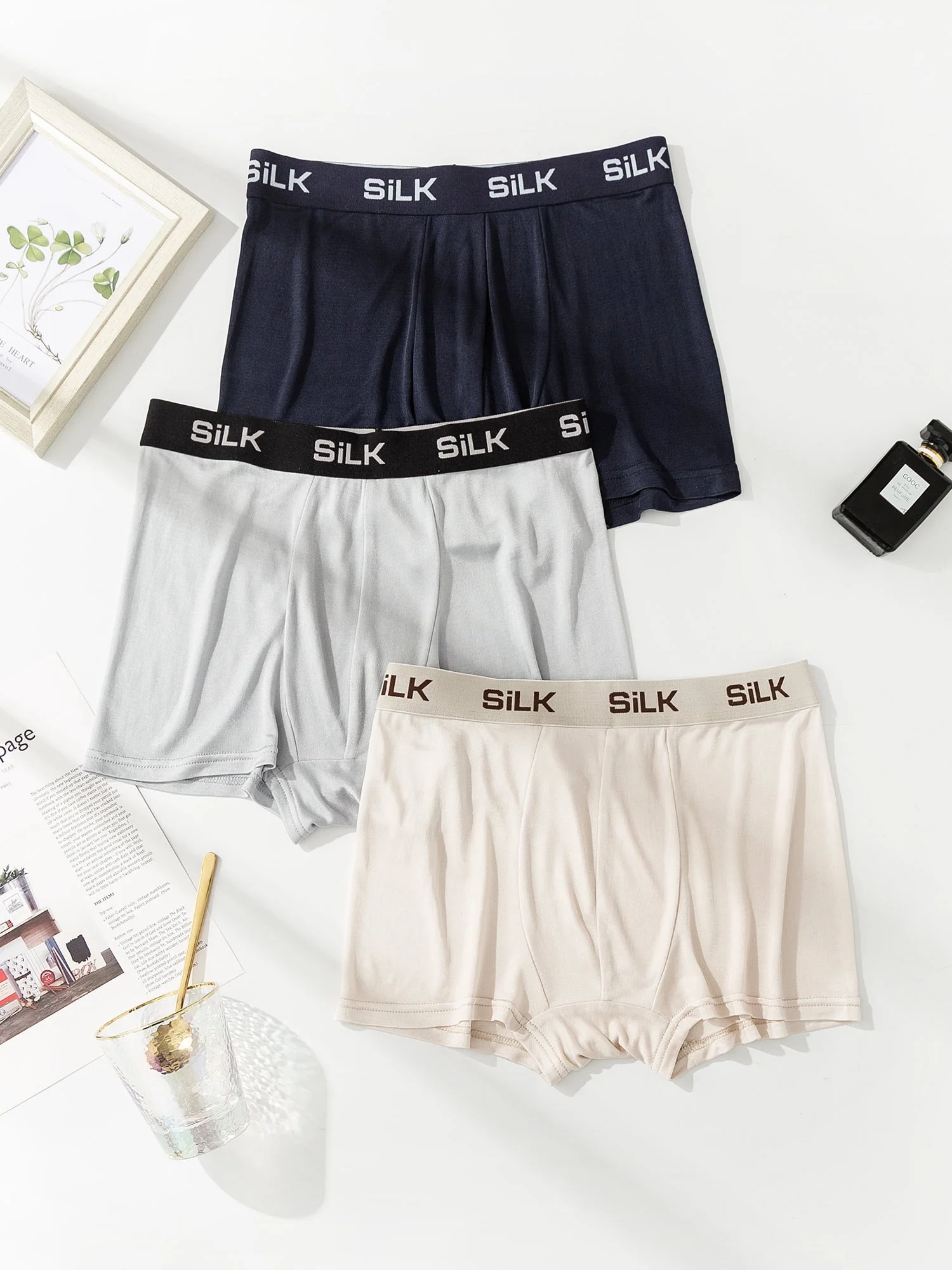 3 Piezas De Ropa Interior Tipo Bóxer De Seda Pura Ultrasuave Y Cómoda Para Hombre - Image 22