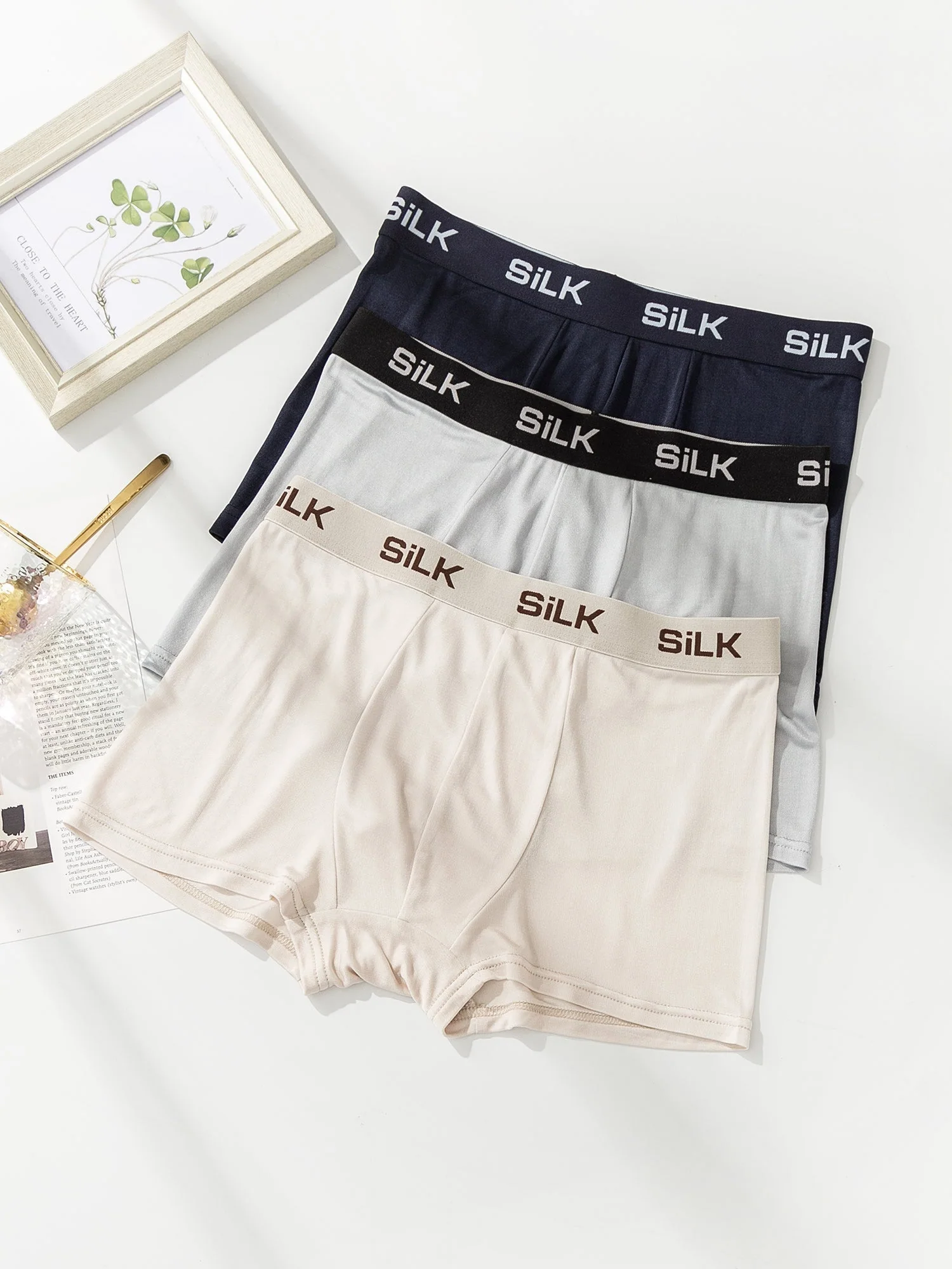 3 Piezas De Ropa Interior Tipo Bóxer De Seda Pura Ultrasuave Y Cómoda Para Hombre - Image 23