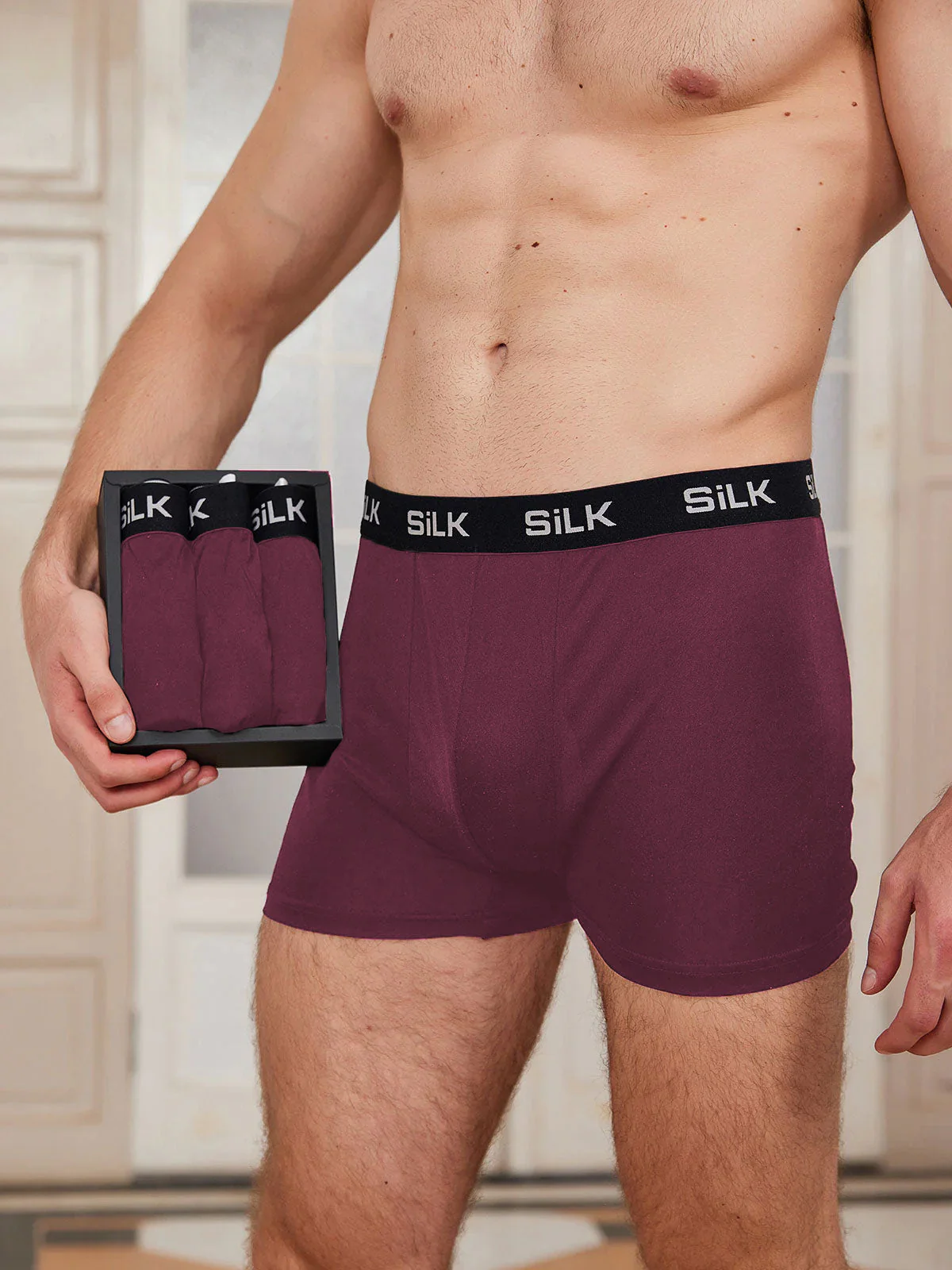 3 Piezas De Ropa Interior Tipo Bóxer De Seda Pura Ultrasuave Y Cómoda Para Hombre - Image 9