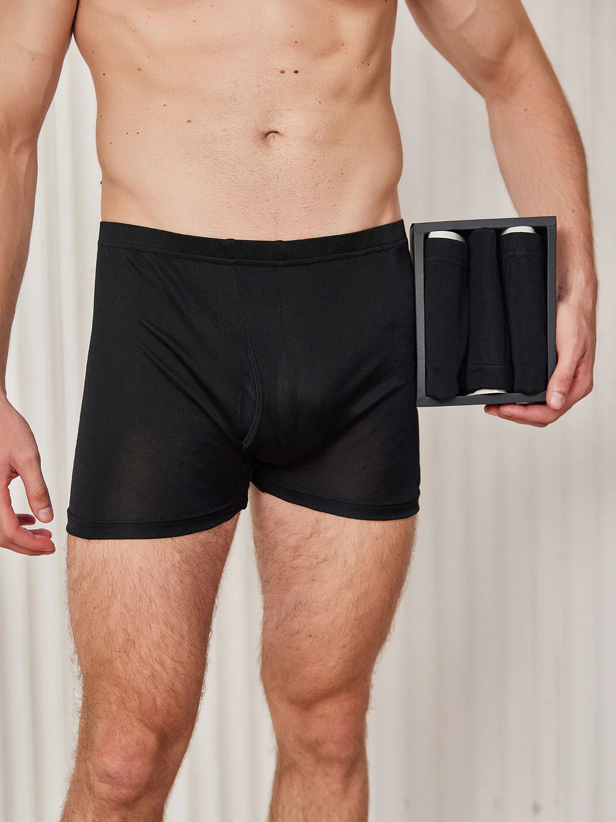 3 Piezas Bóxers de Hombre en Seda Pura con Parte Delantera Abierta - Image 9