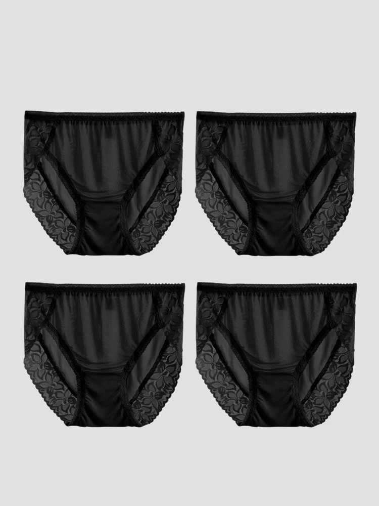 4 Piezas Braguitas de Mujer Sexys de Encaje y Seda Jersey (Sujetador No Incluido) - Image 21