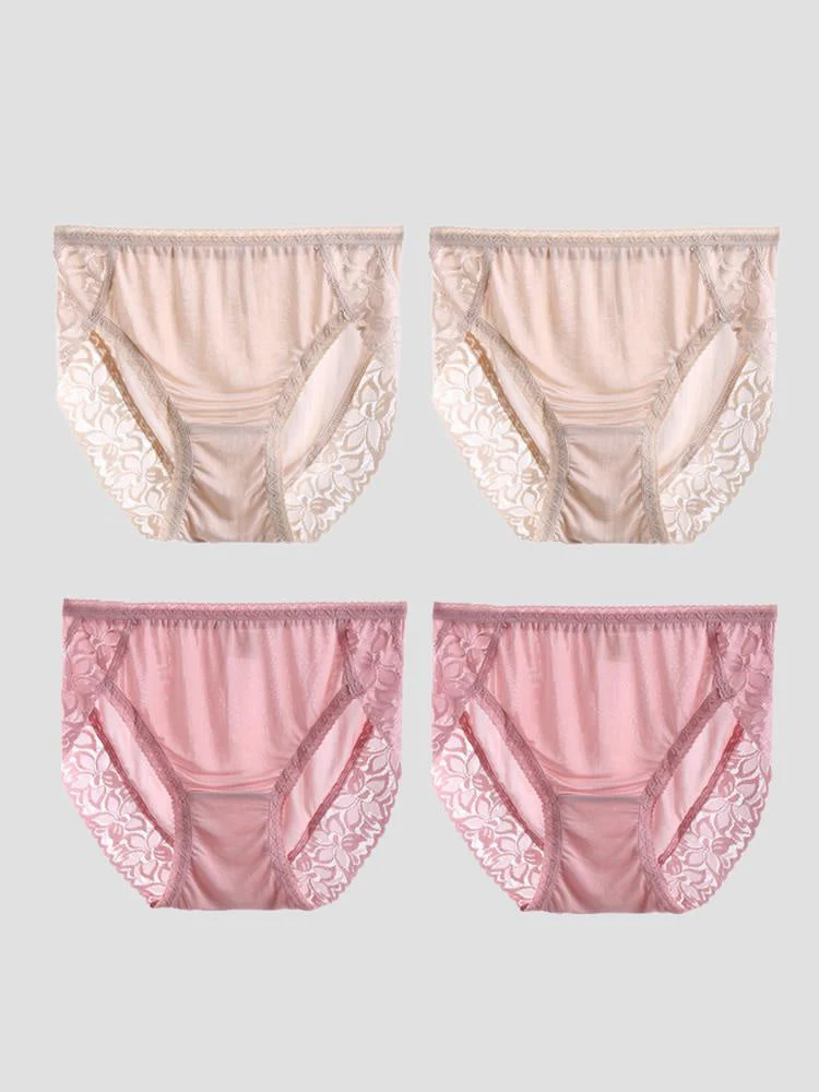 4 Piezas Braguitas de Mujer Sexys de Encaje y Seda Jersey (Sujetador No Incluido) - Image 24