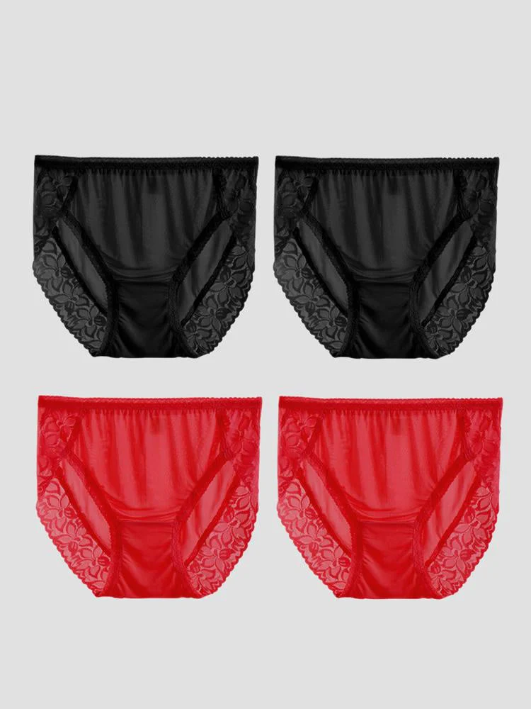 4 Piezas Braguitas de Mujer Sexys de Encaje y Seda Jersey (Sujetador No Incluido) - Image 26