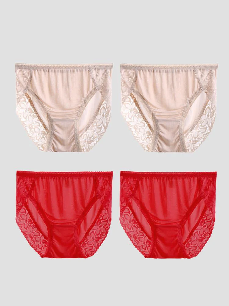 4 Piezas Braguitas de Mujer Sexys de Encaje y Seda Jersey (Sujetador No Incluido) - Image 29