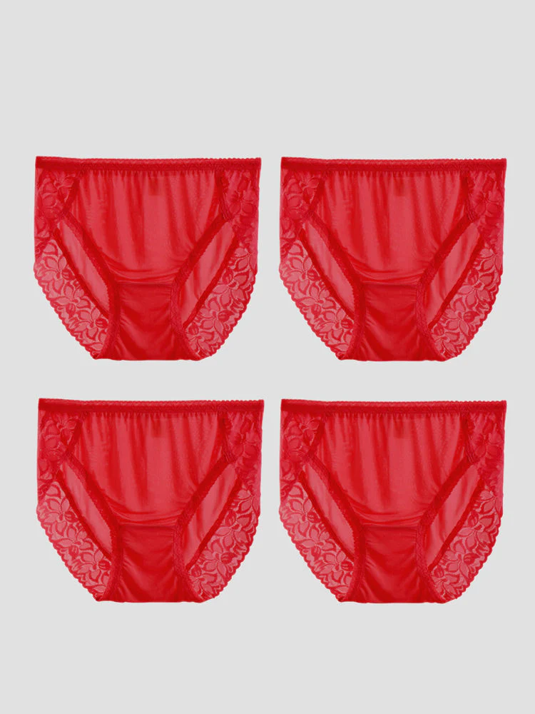 4 Piezas Braguitas de Mujer Sexys de Encaje y Seda Jersey (Sujetador No Incluido) - Image 34