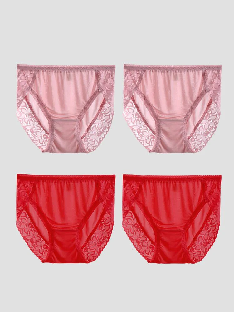 4 Piezas Braguitas de Mujer Sexys de Encaje y Seda Jersey (Sujetador No Incluido) - Image 37