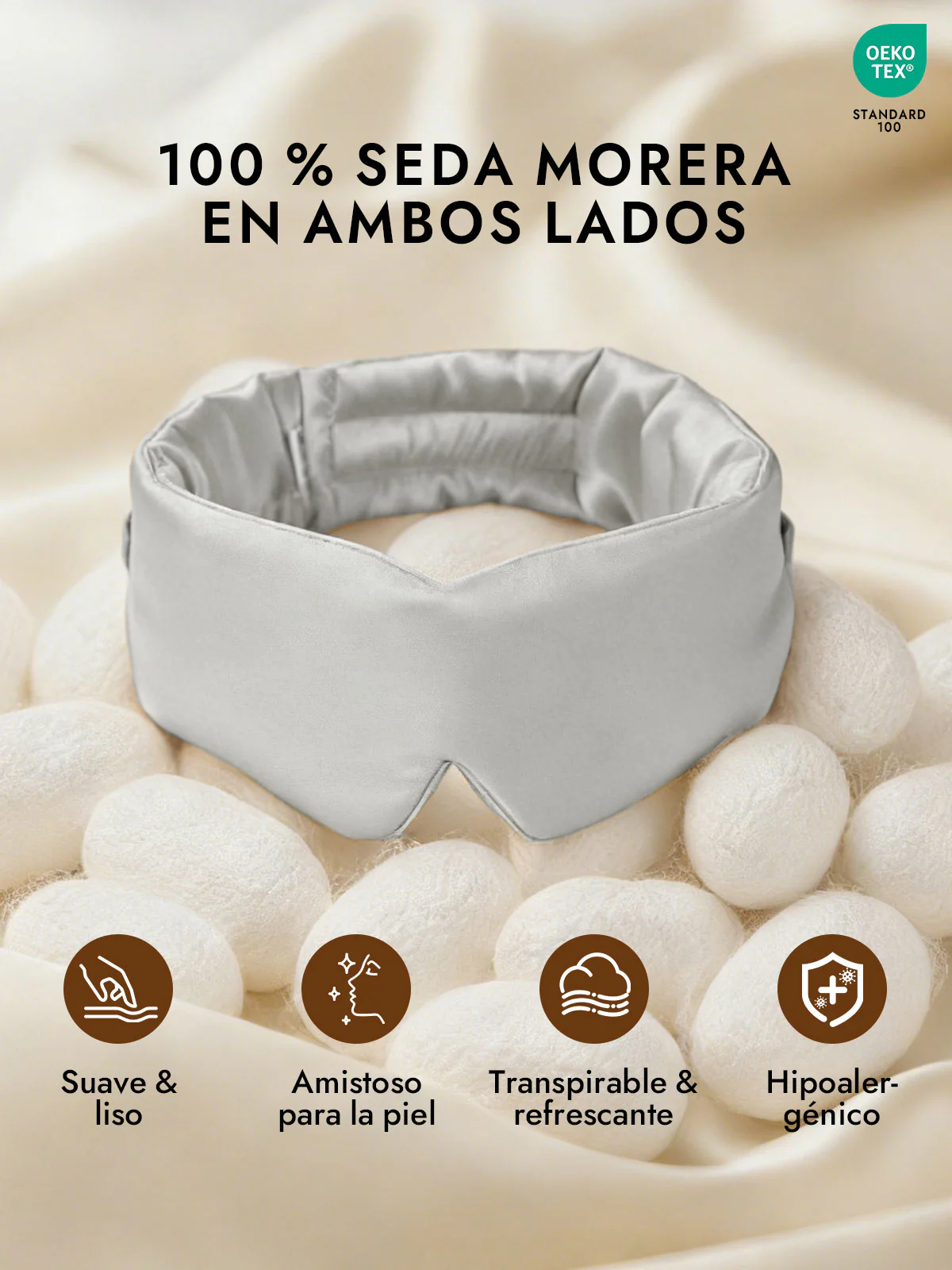 Elegante antifaz para dormir de seda de una pieza - Image 56