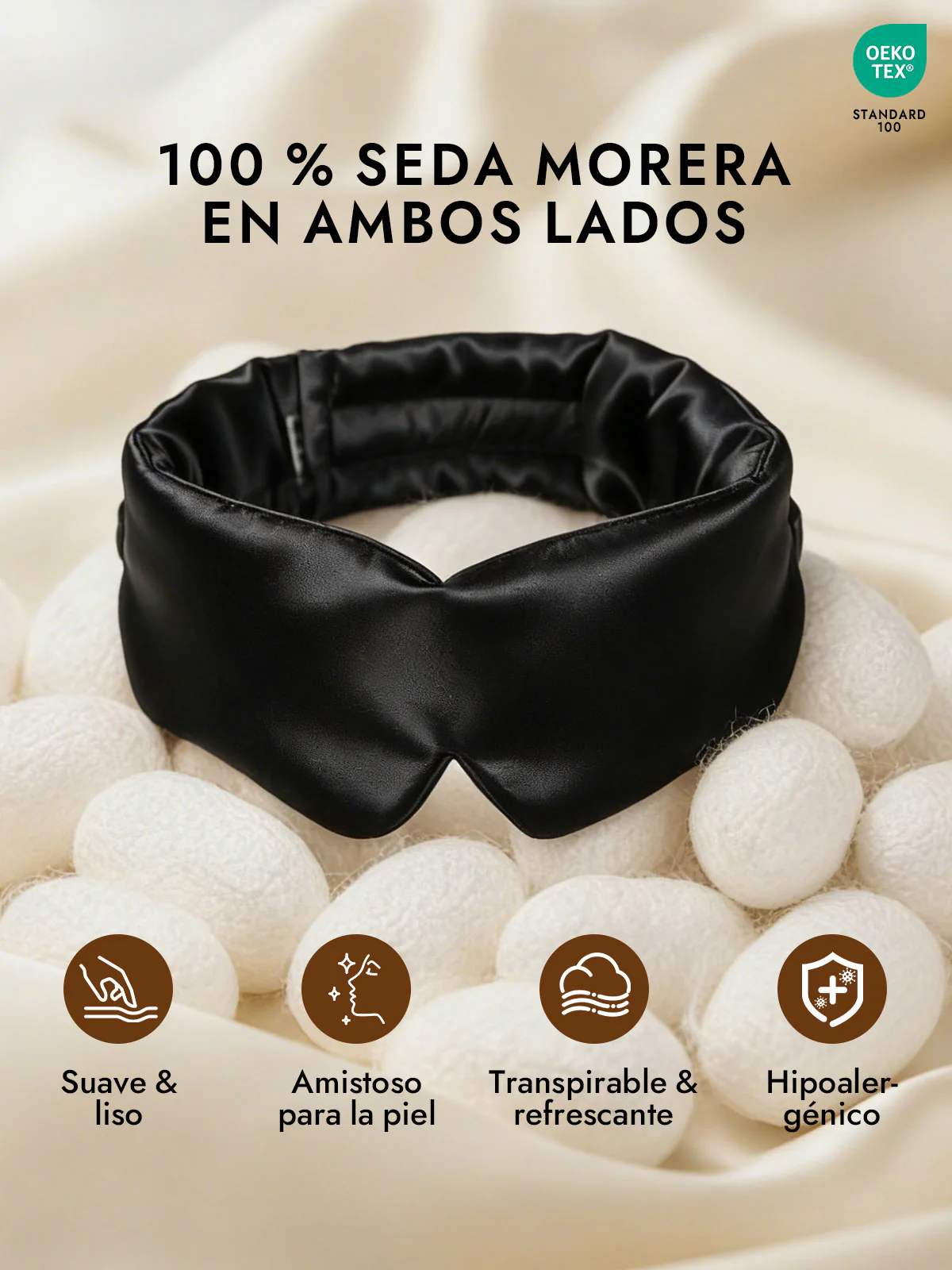 Elegante antifaz para dormir de seda de una pieza - Image 8