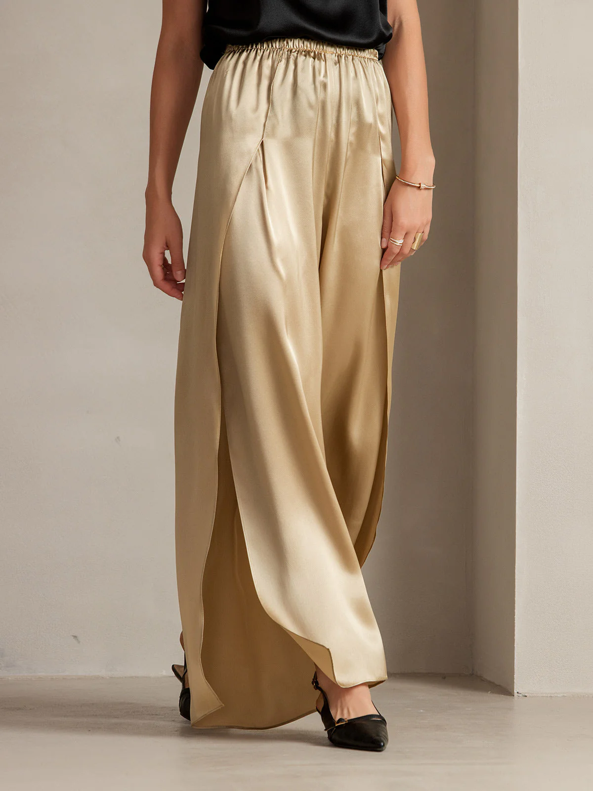 19Momme Pantalones de Seda a Fisura Alta - Image 10