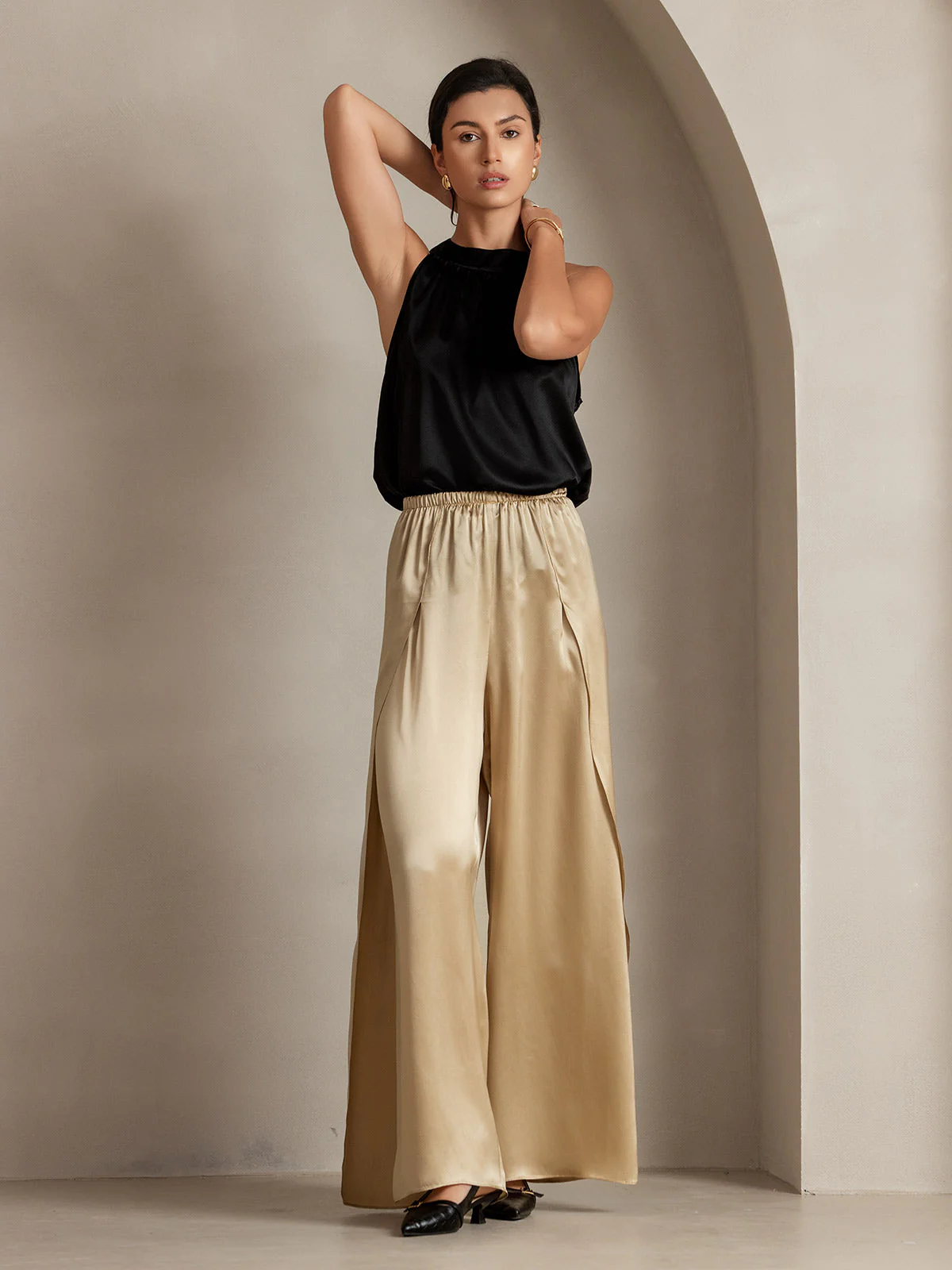 19Momme Pantalones de Seda a Fisura Alta - Image 11