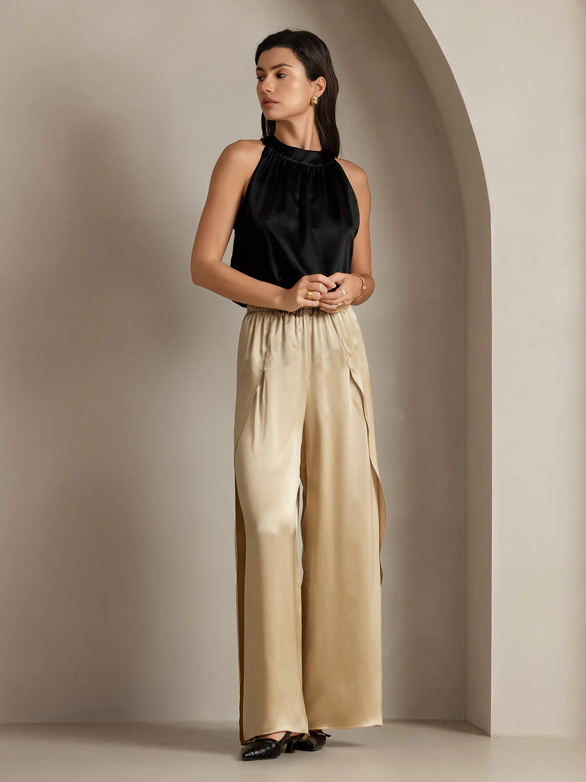 19Momme Pantalones de Seda a Fisura Alta - Image 12